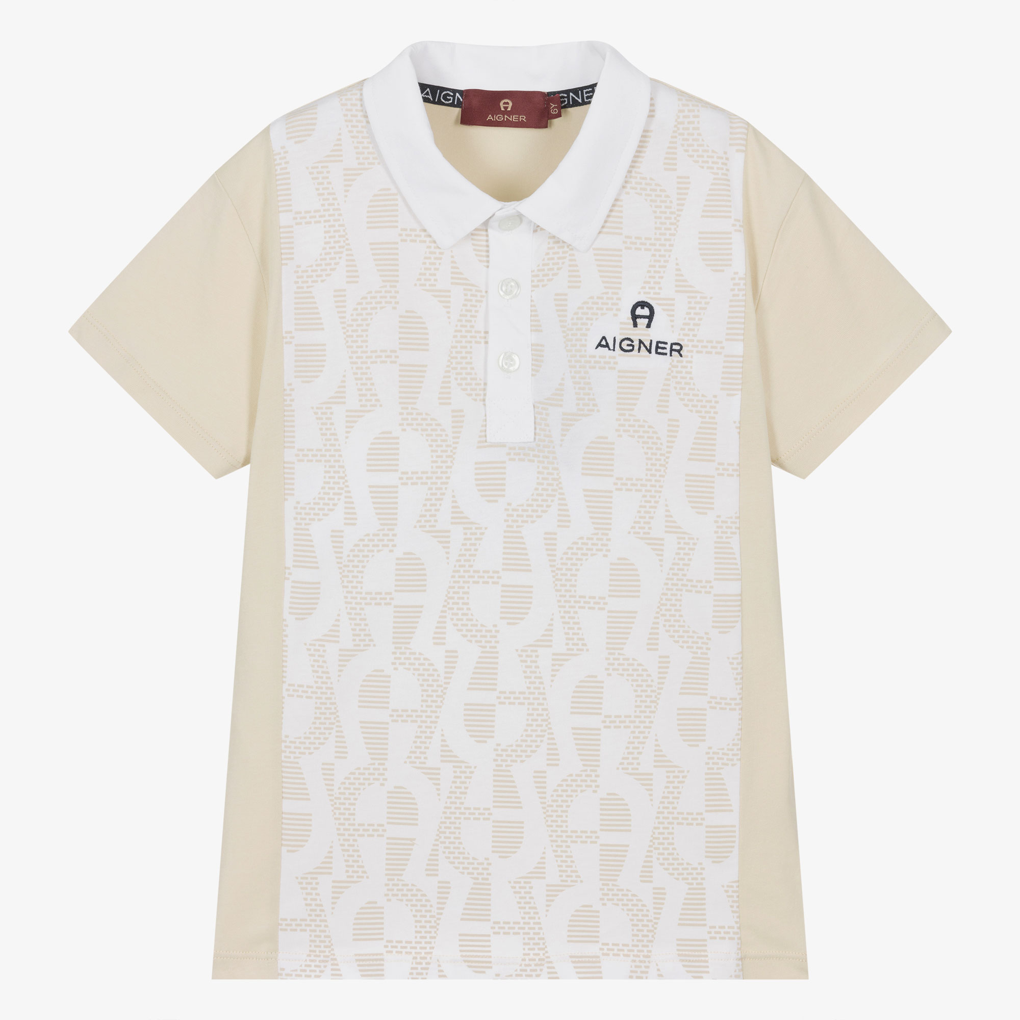 AIGNER Boys Beige Cotton Horseshoe Polo Shirt