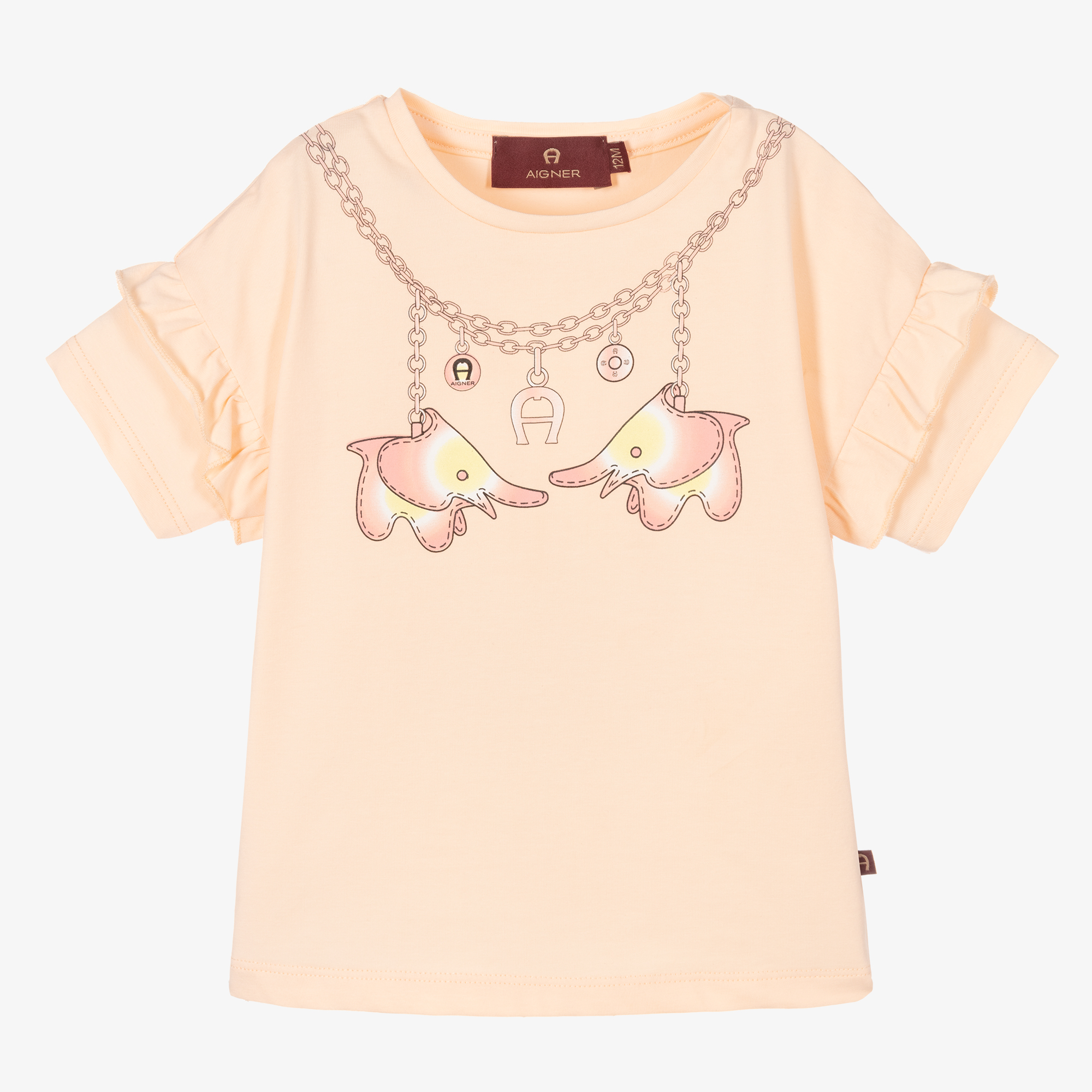 AIGNER - Girls Pink Elephant Print Logo T-Shirt