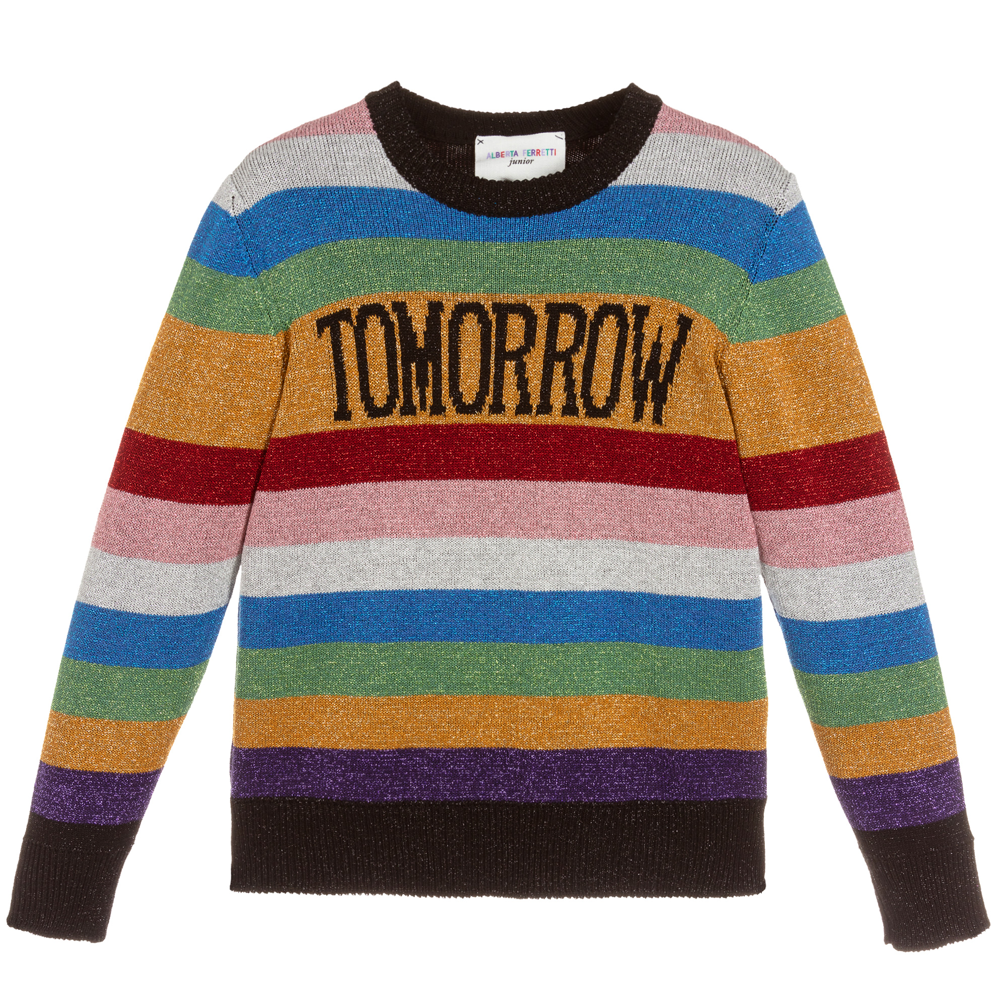 Alberta - Girls Glittery Striped Sweater | Childrensalon