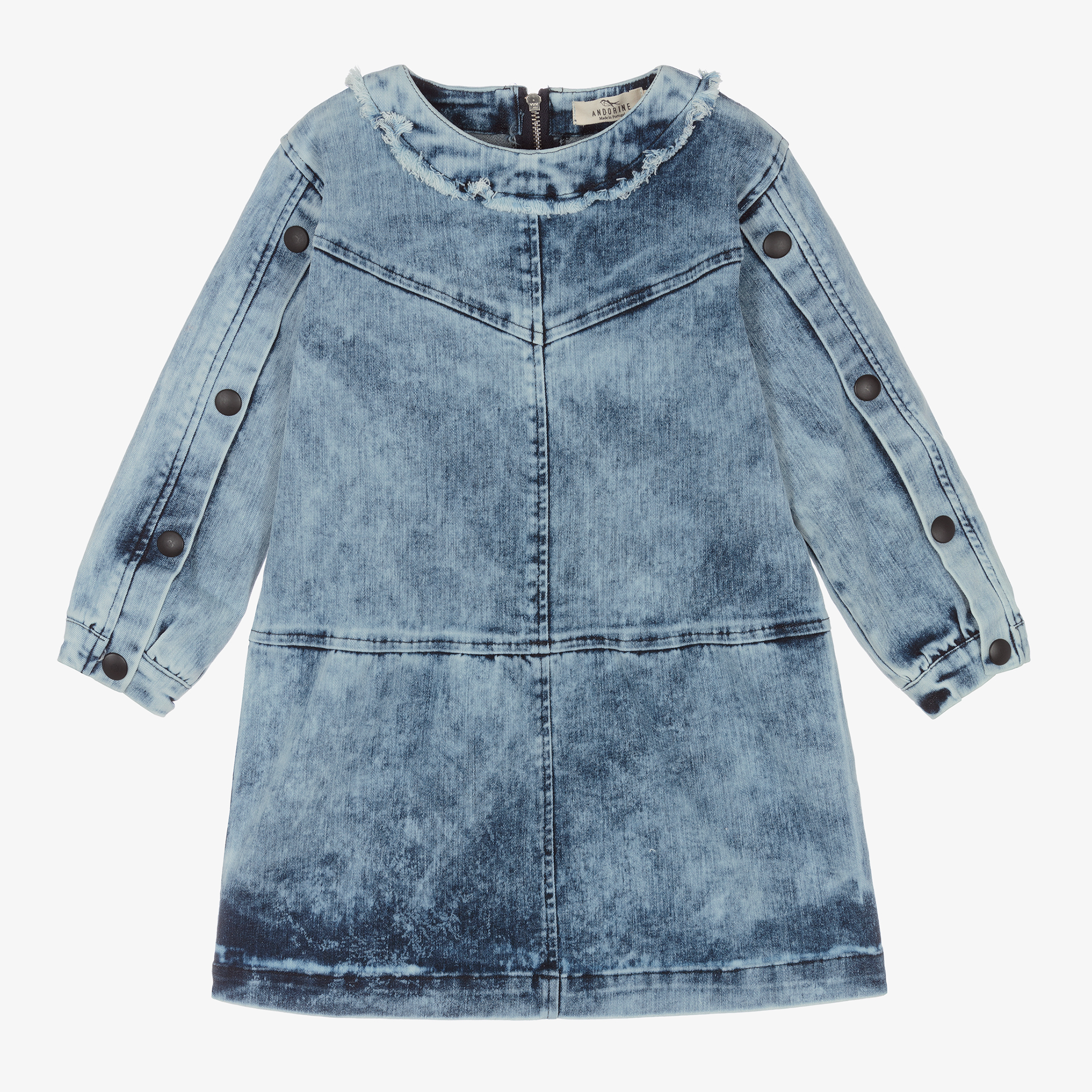 andorine denim dress Denka distressed crystal-embellished denim mini dress - light blue