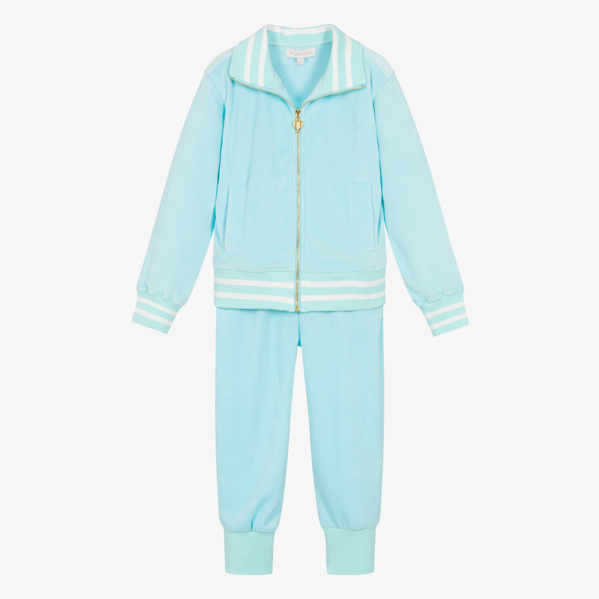 Angel's Face Girls Aqua Blue Velour Tracksuit Childrensalon Outlet