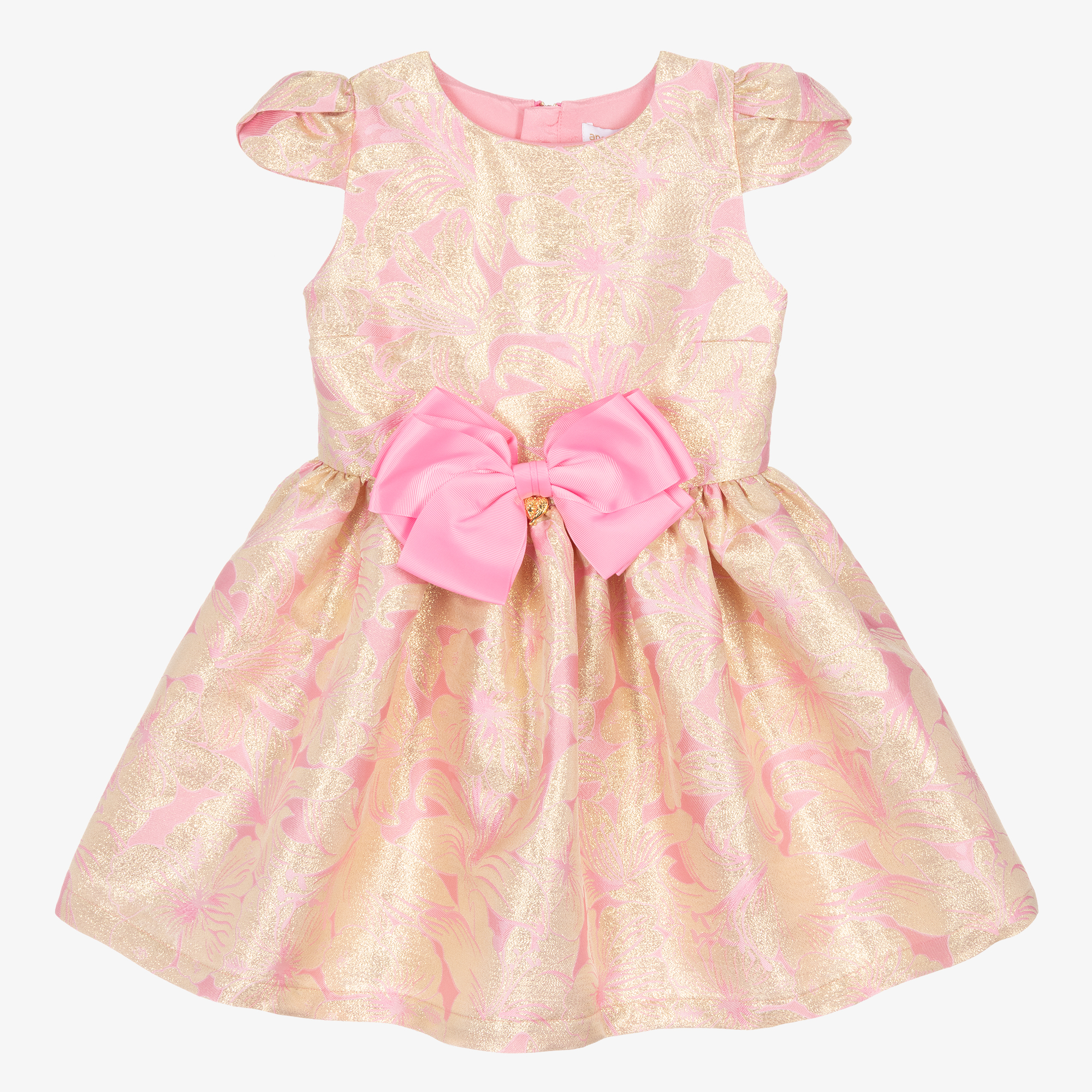 Angel's Face - Girls Gold & Pink Floral Jacquard Dress | Childrensalon Outlet Angel's Face - Girls Gold & Pink Floral Jacquard Dress | Childrensalon Outlet