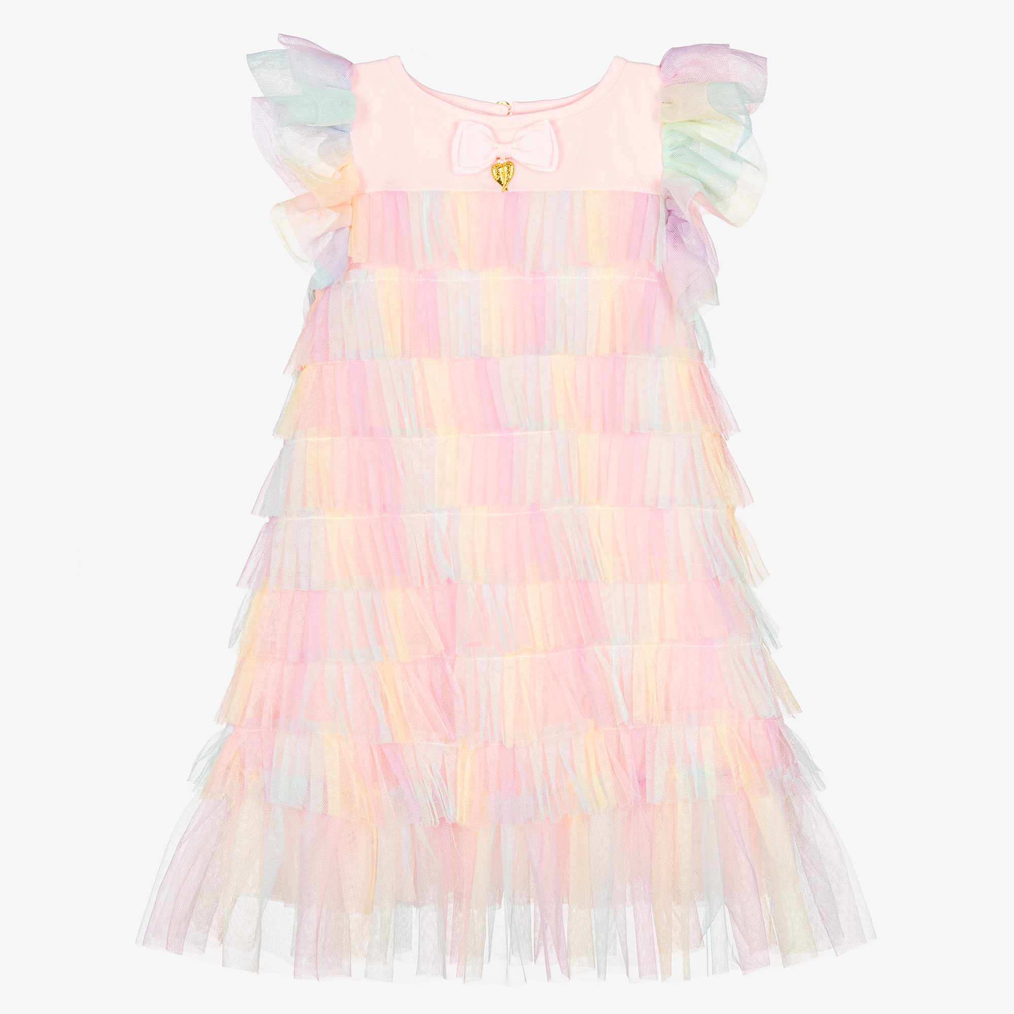 Angel's Face - Girls Pastel Rainbow Tulle Delight Dress