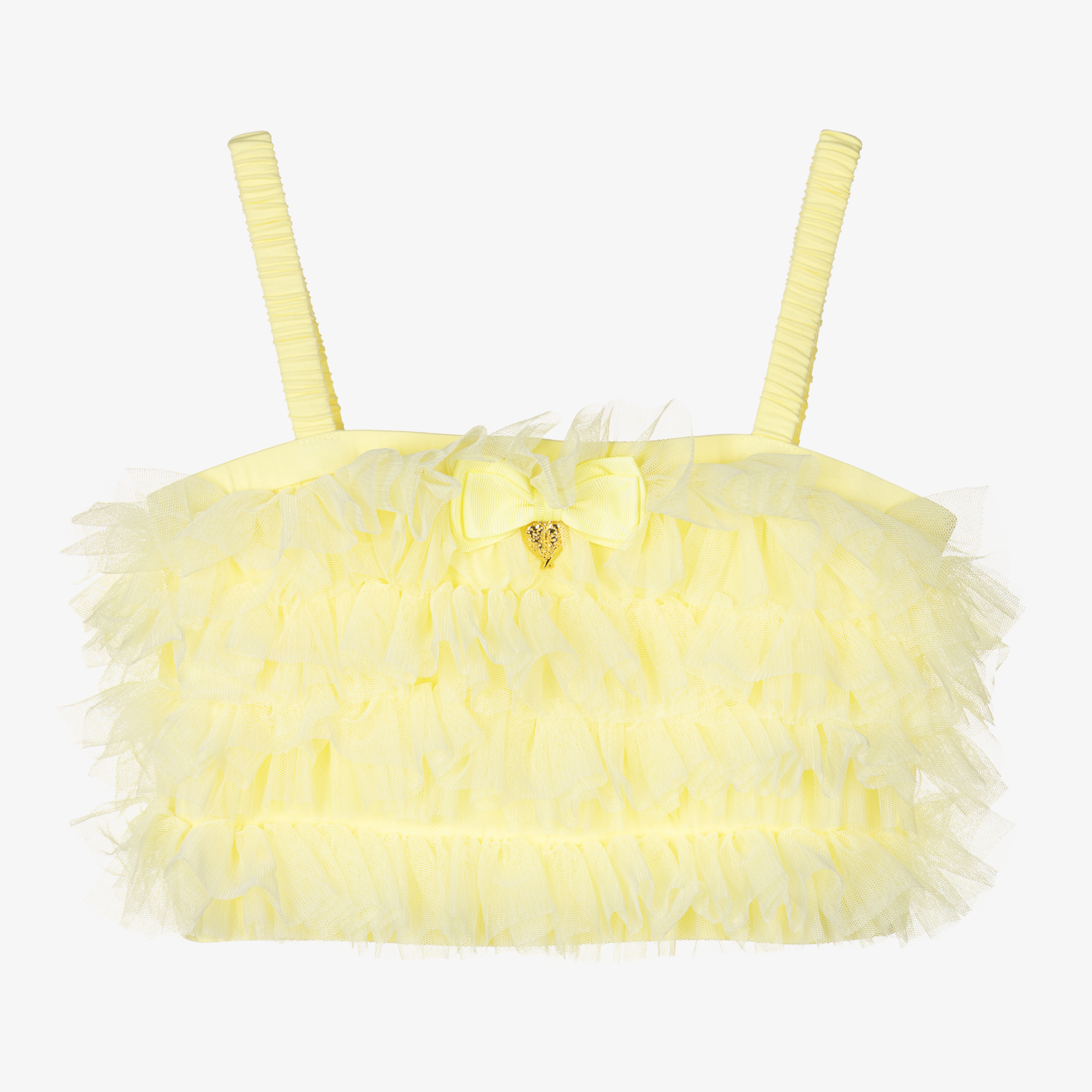 Angel's Face - Teen Girls Yellow Jersey & Tulle Vest Top Angel's Face - Teen Girls Yellow Jersey & Tulle Vest Top