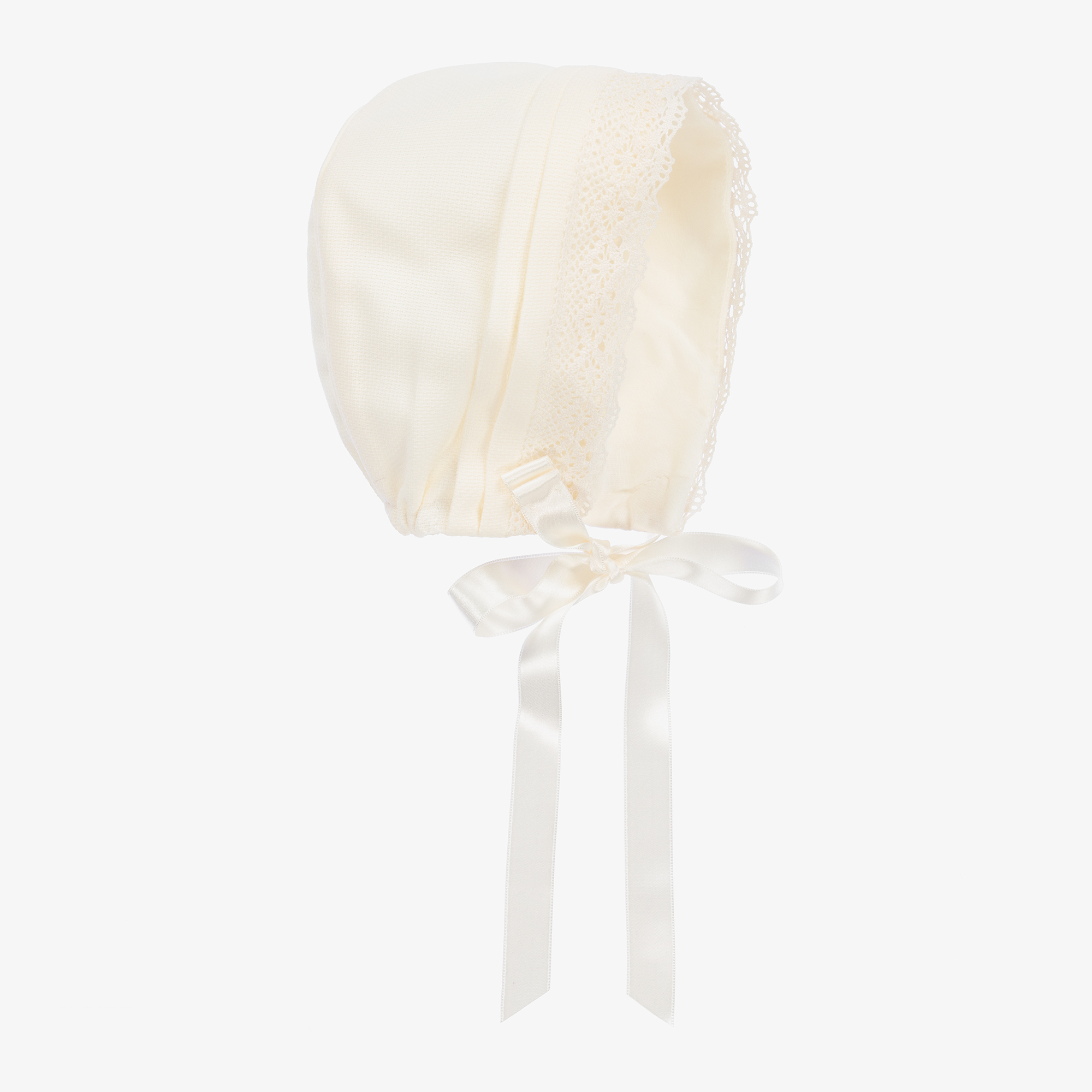Artesanía Granlei Ivory Lace Baby Bonnet