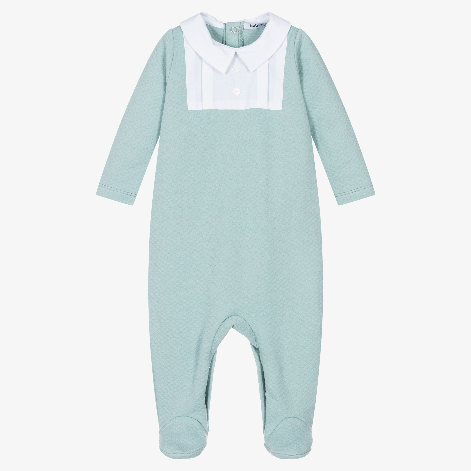 Babidu Green Cotton Collared Babygrow Childrensalon Outlet