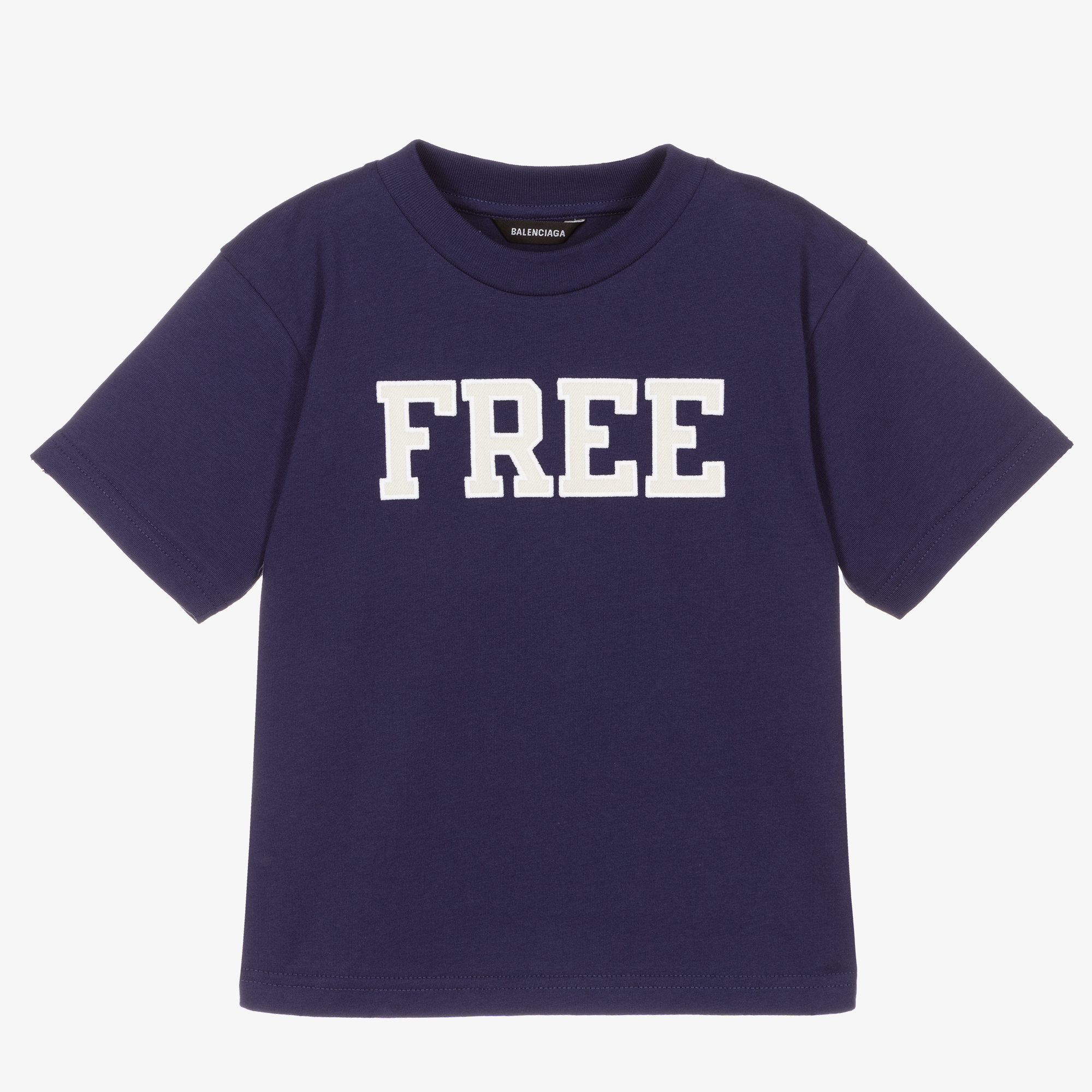 Balenciaga kids ネイビー Tシャツ 6y Balenciaga - Navy Blue FREE Logo T-Shirt | Childrensalon Outlet