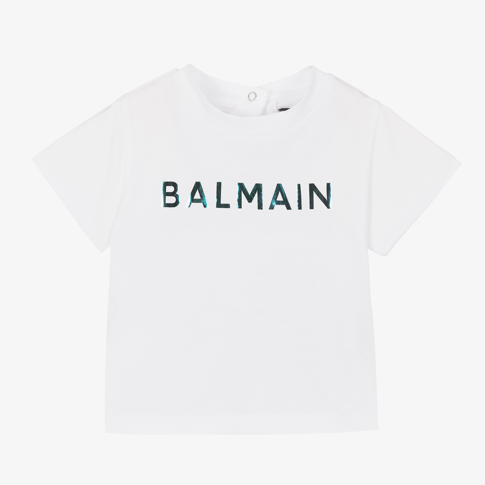 Balmain - Baby Boys White Iridescent Logo T-Shirt | Childrensalon  