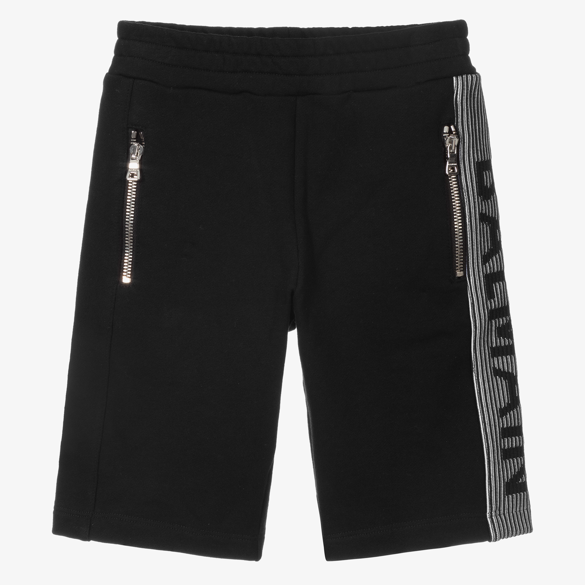 Balmain Kids logo-appliqué jersey shorts - Black