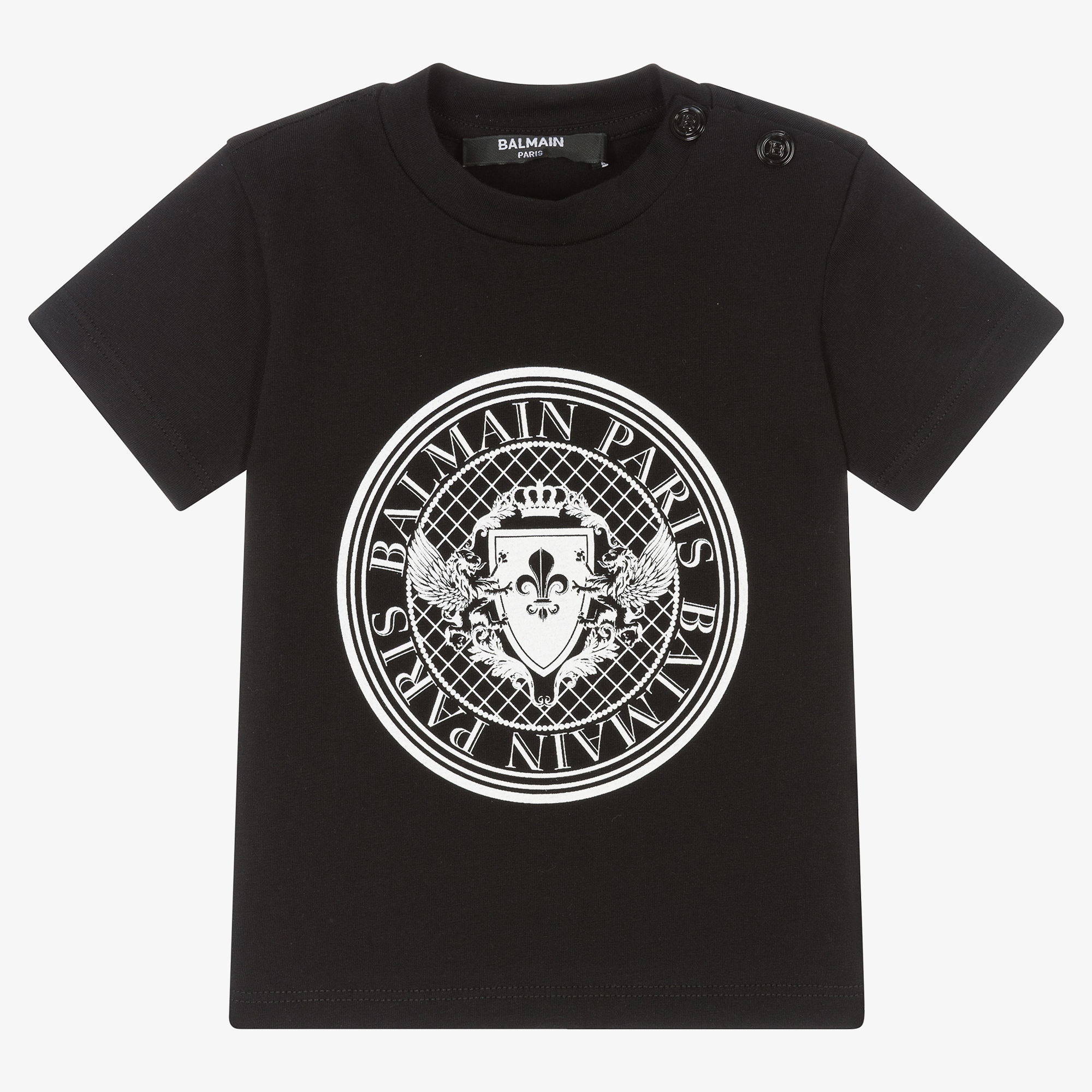 Balmain - Black Cotton Logo T-Shirt | Childrensalon Outlet Balmain - Black Cotton Logo T-Shirt | Childrensalon Outlet