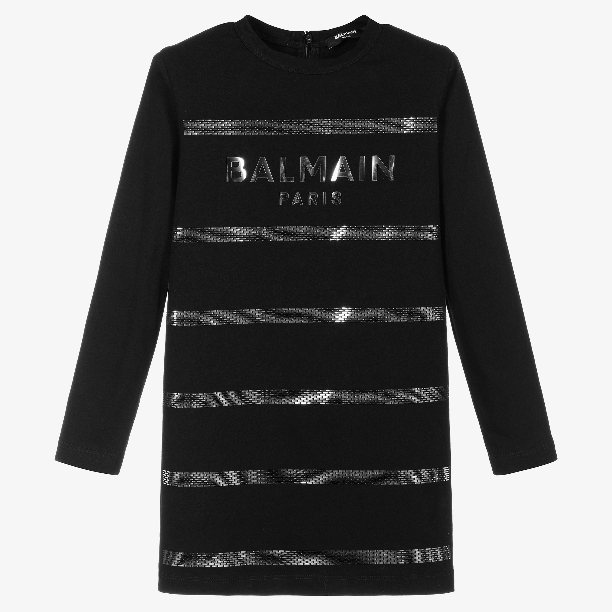 VIP【関税込み・送料無料】Balmain Black Vichy Knit Dress Balmain Black White Monochrome Logo Print Knit Stretch Mini
