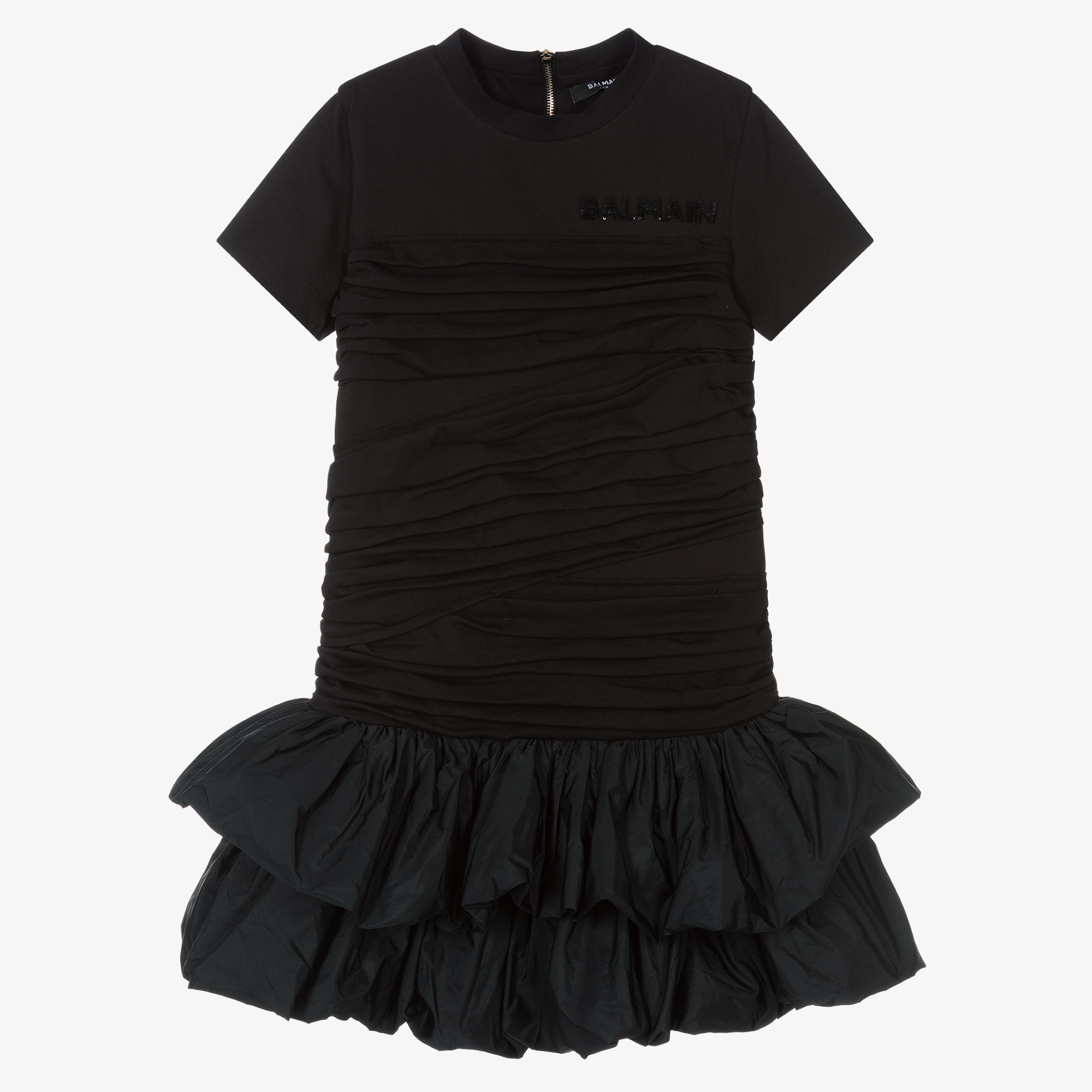balmain black dress Long Dress with Chain Details