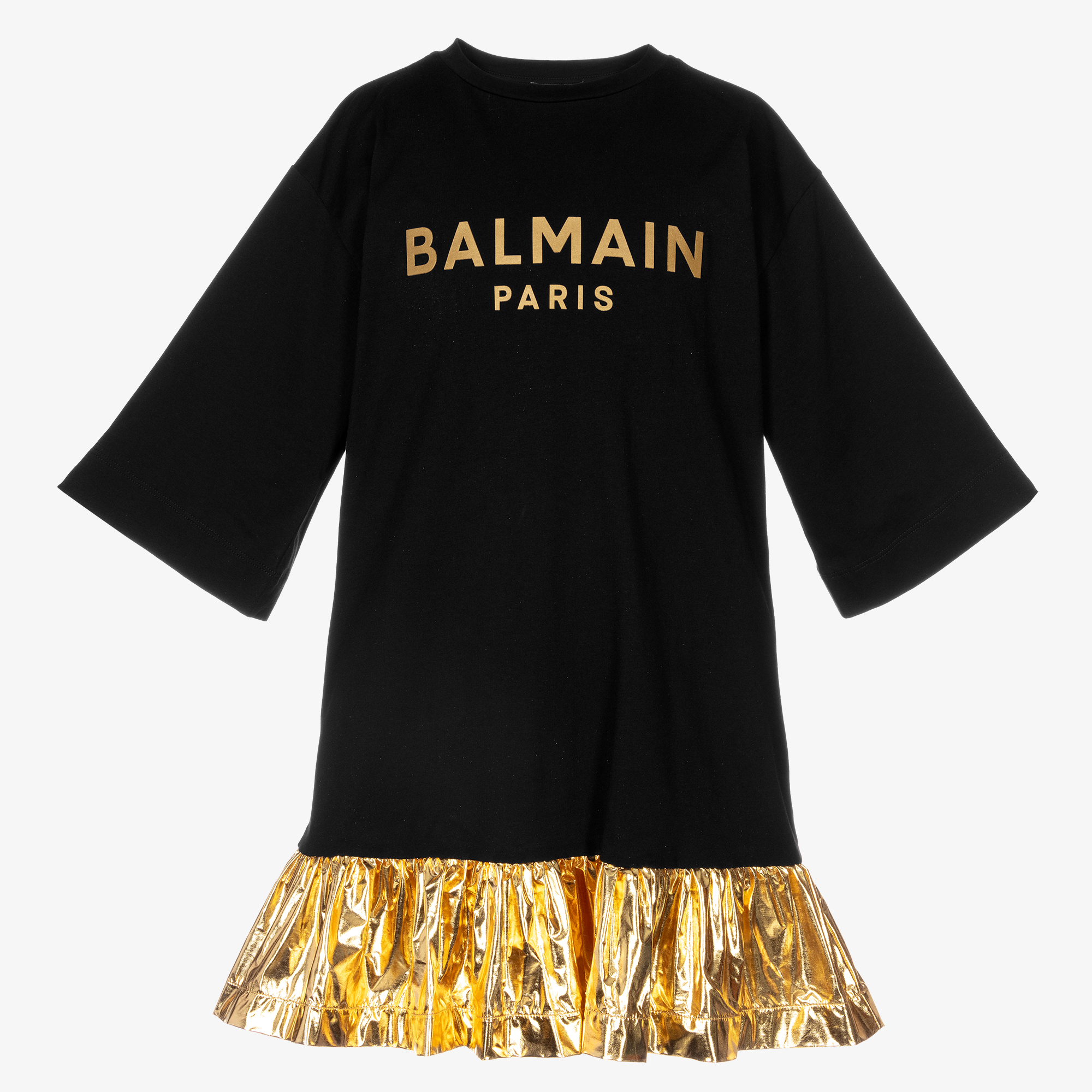 Balmain Teen Black & Gold Logo Dress Balmain Teen Black & Gold Logo Dress