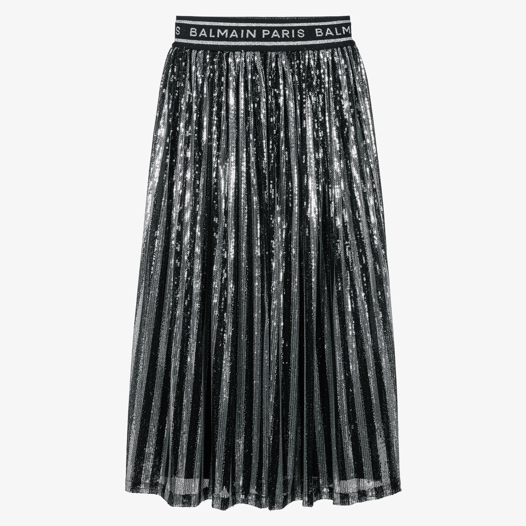 Balmain - Teen Girls Black & Silver Sequin Skirt