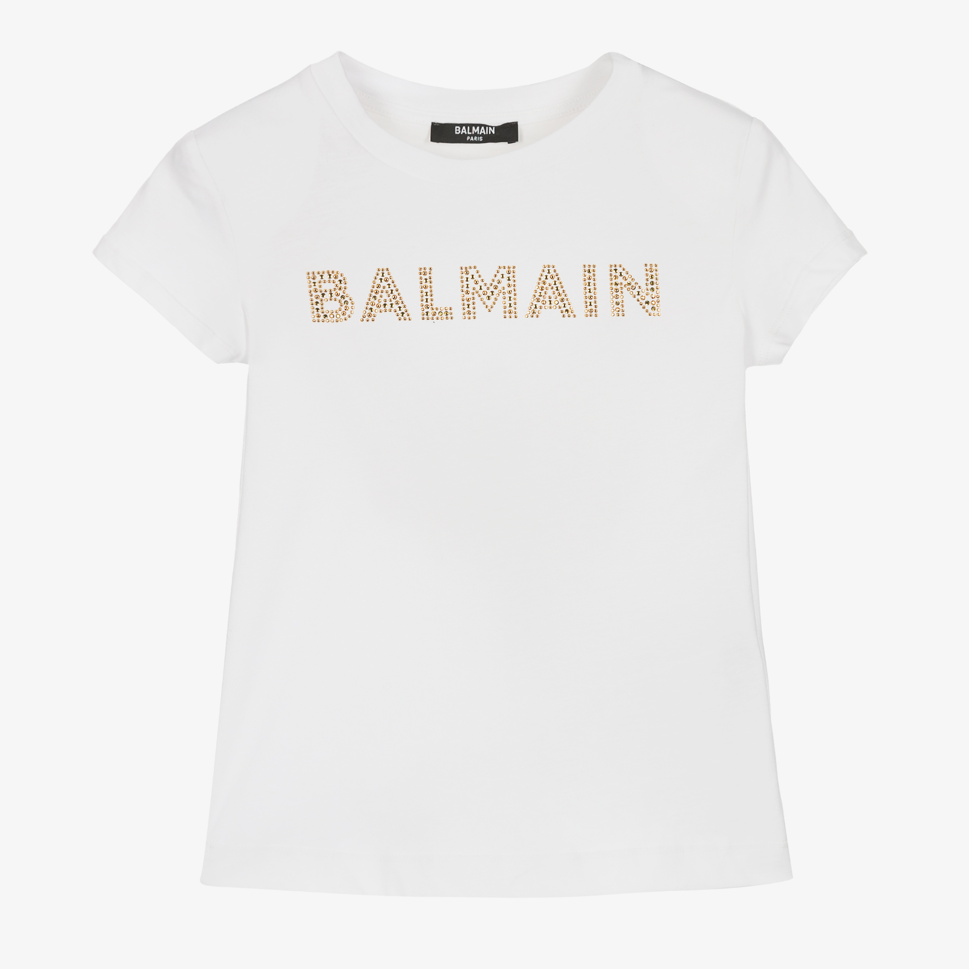 Balmain Teen Girls White Diamante T Shirt Childrensalon Outlet