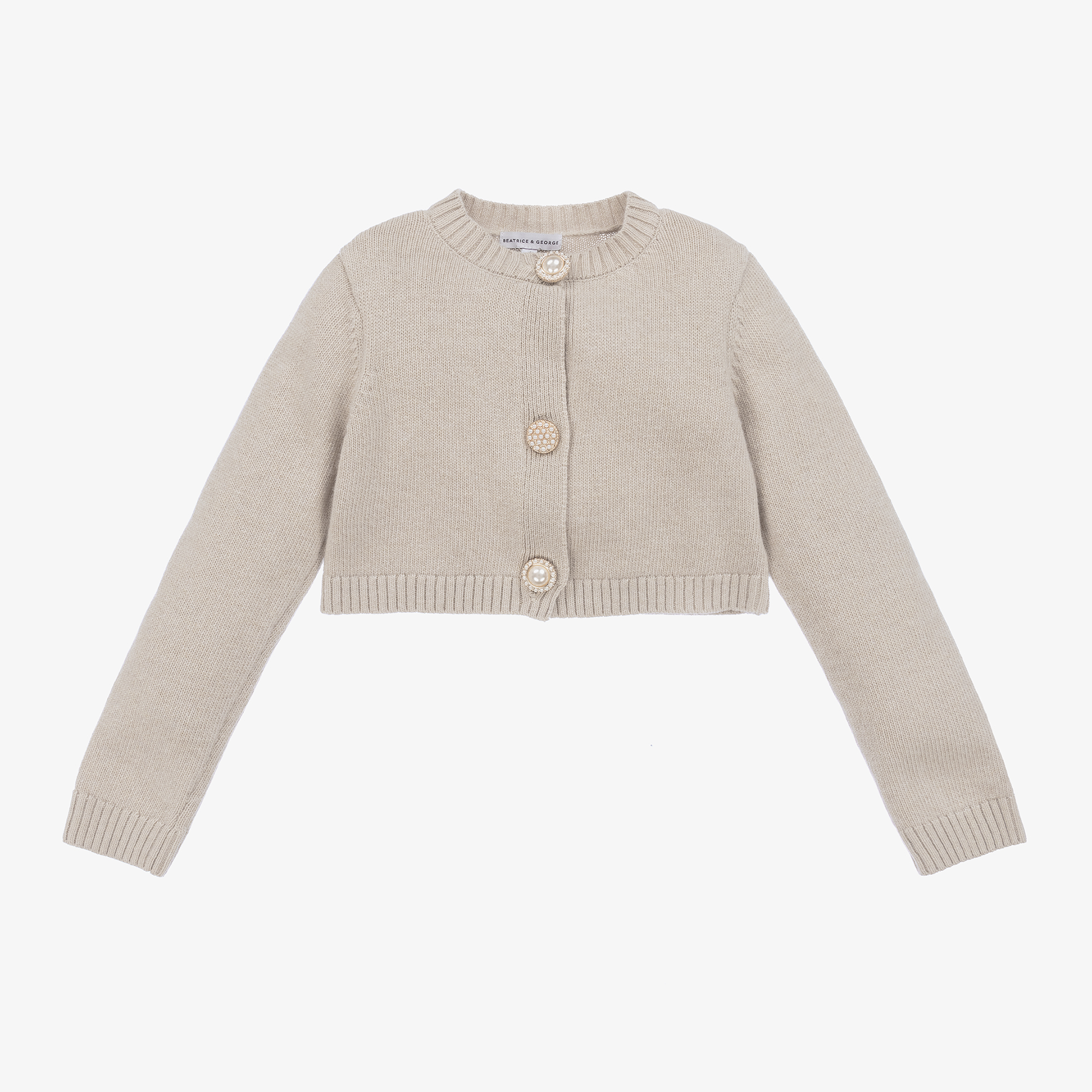 Beatrice George Girls Soft Beige Cashmere Blend Sweater