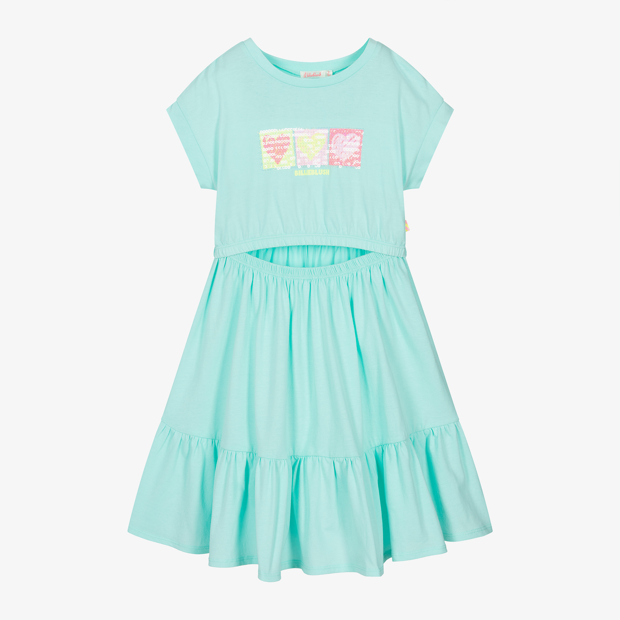 Billieblush - Girls Aqua Blue Cotton Jersey Dress | Childrensalon Outlet