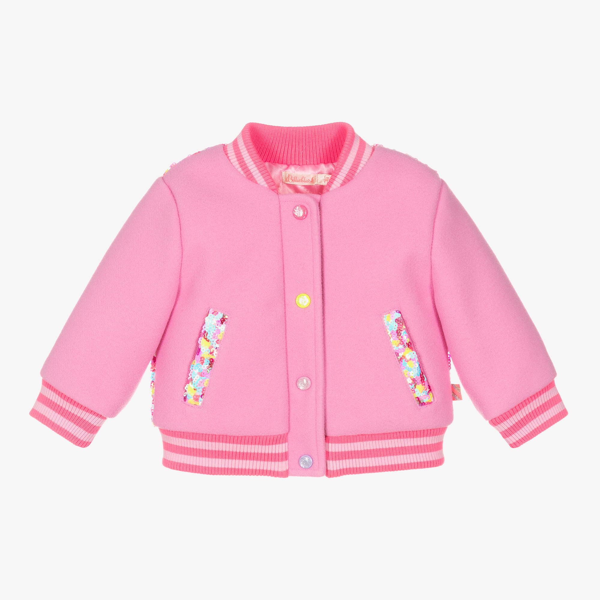 Billieblush - Girls Pink Sequin Bunny Bomber Jacket