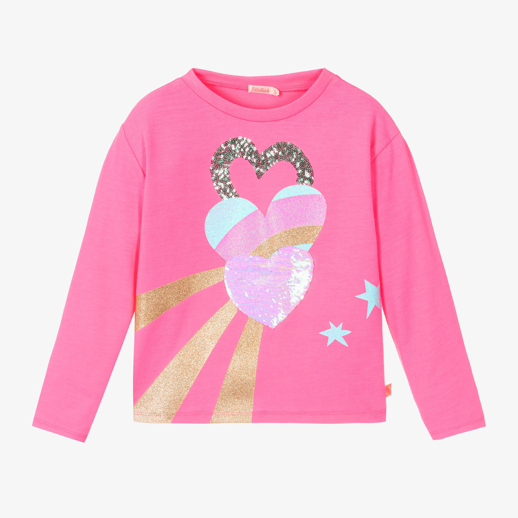 Billieblush - Girls Pink Sequin Heart Top | Childrensalon Outlet