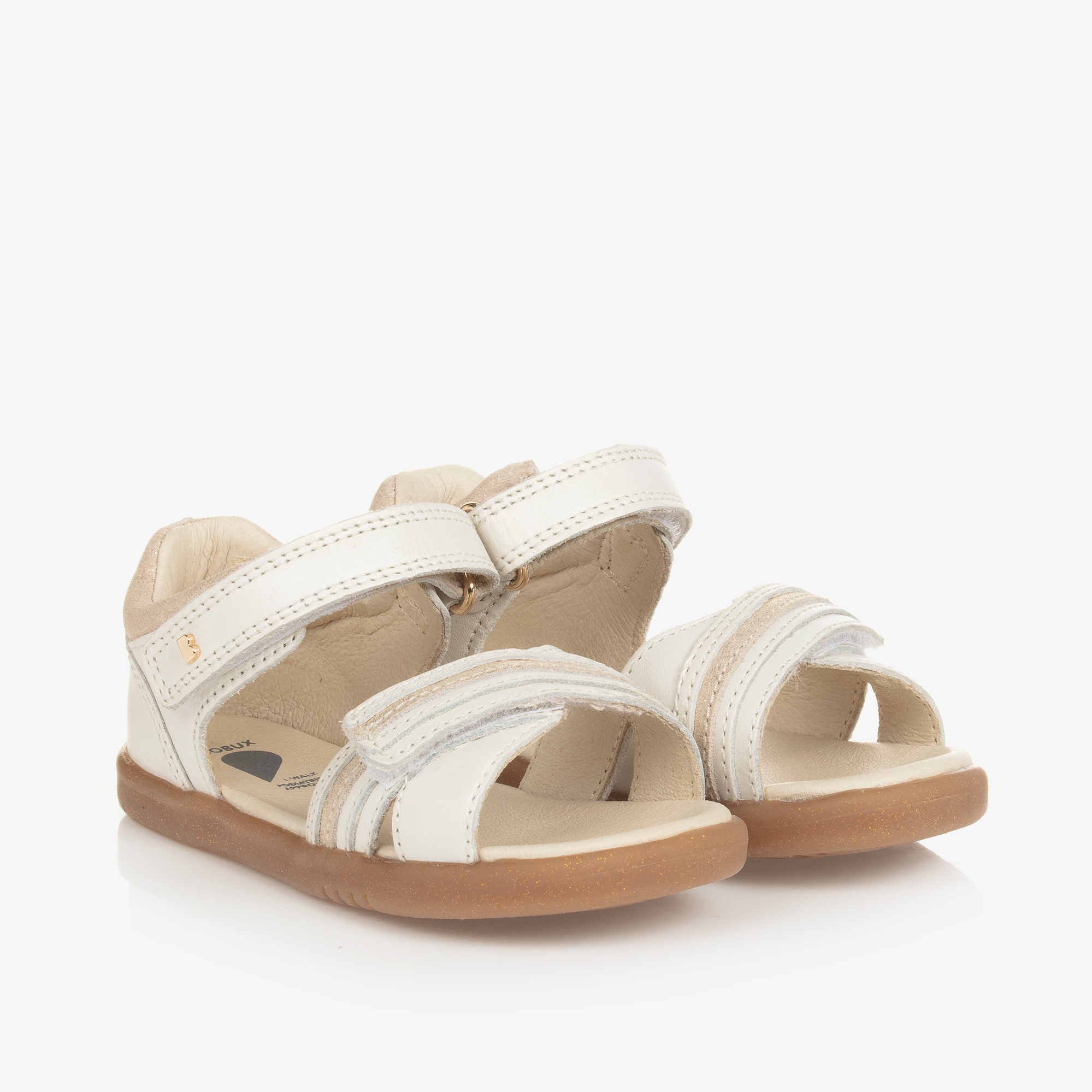Bobux IWalk - Girls Ivory Leather Sandals | Childrensalon Outlet