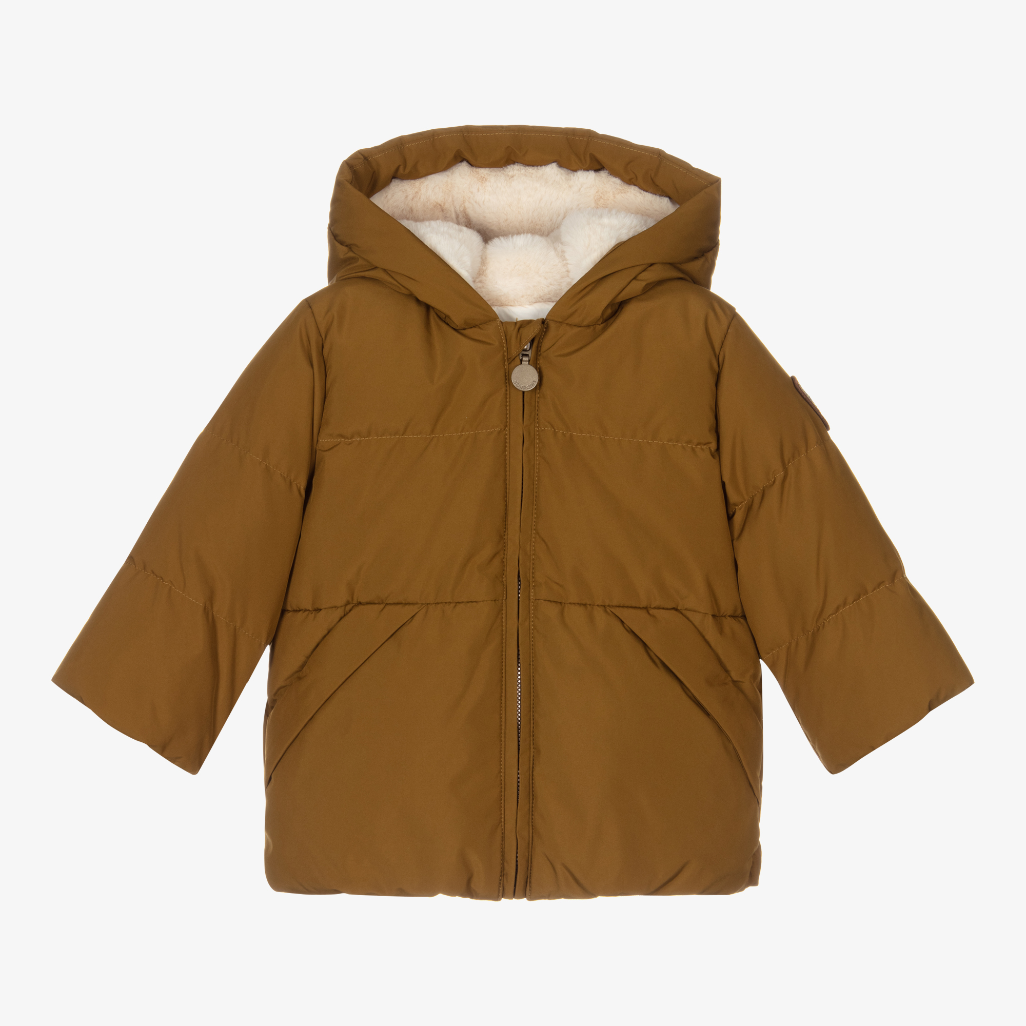 khaki down puffer coat