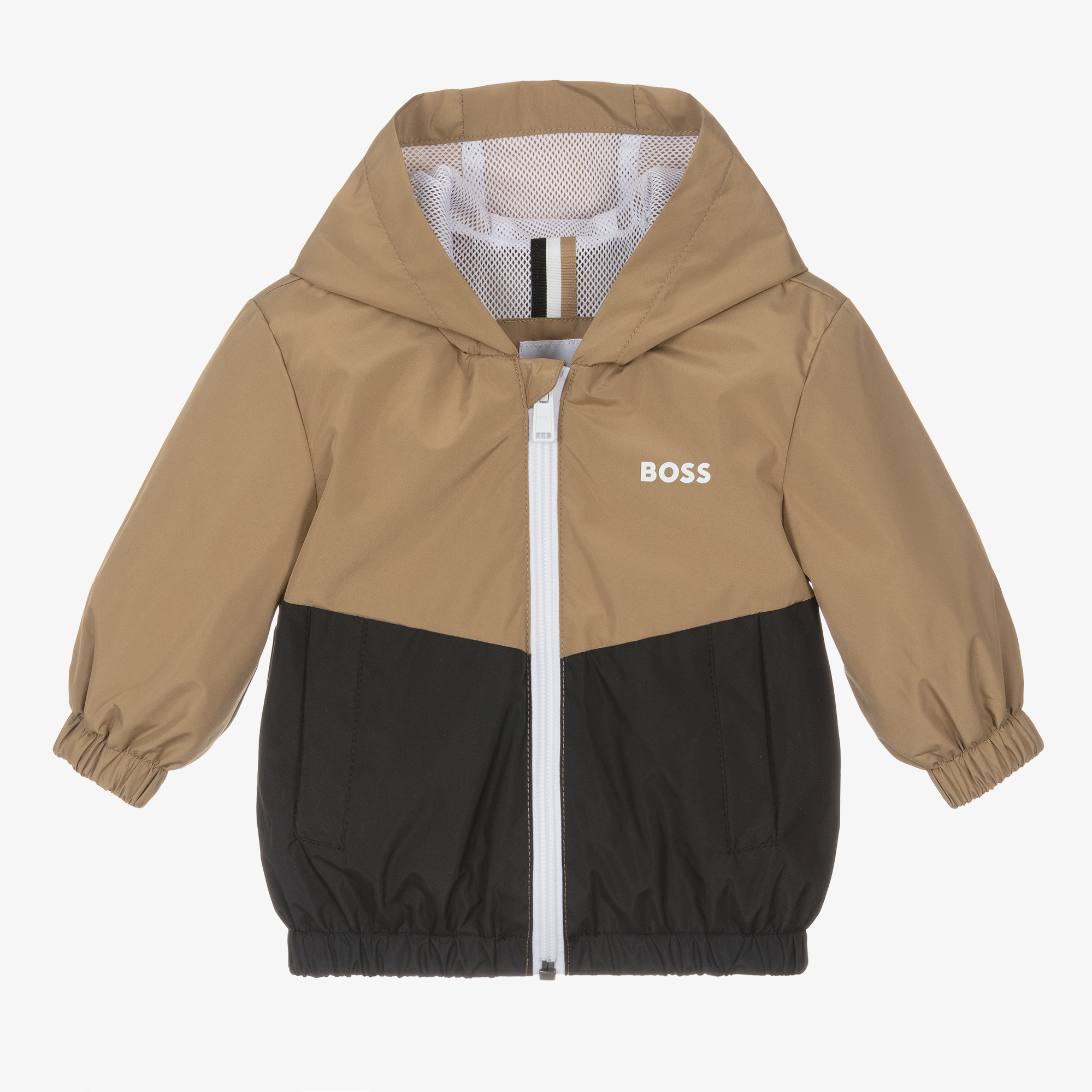 BOSS Boys Beige Black Windbreaker Jacket