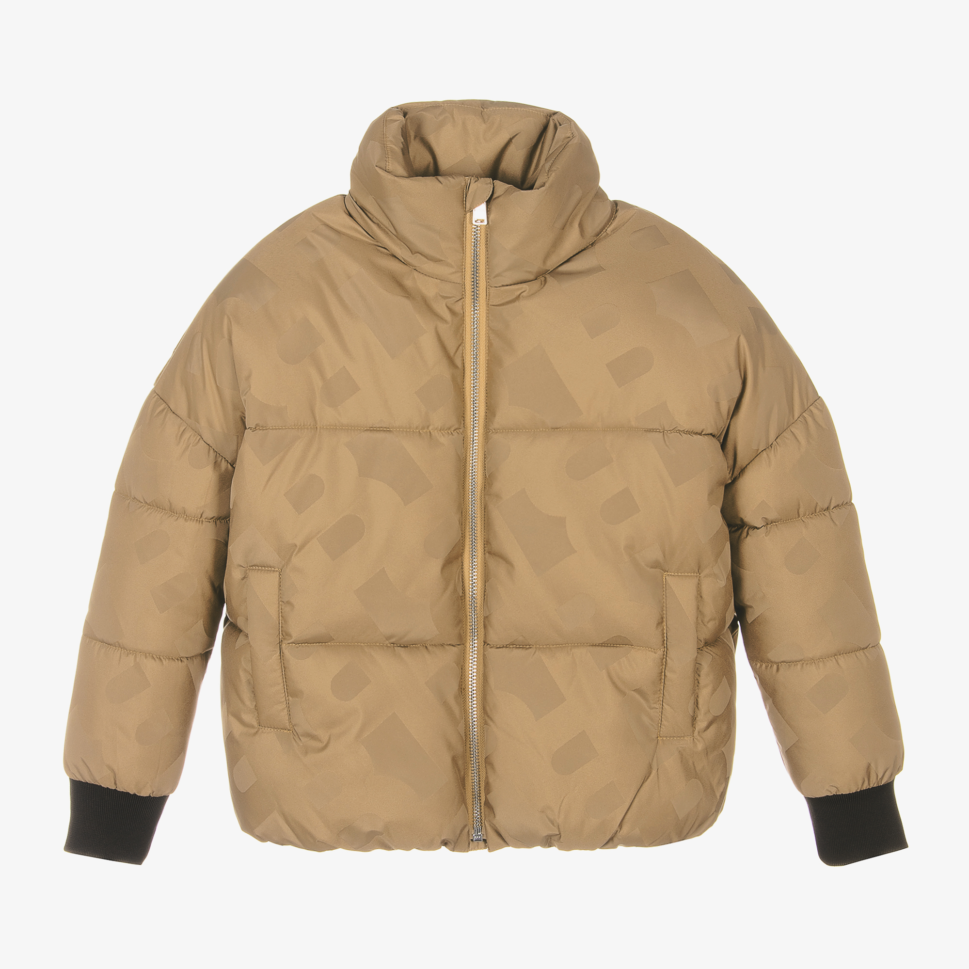 BOSS - Girls Beige Jacquard Down Jacket | Childrensalon Outlet
