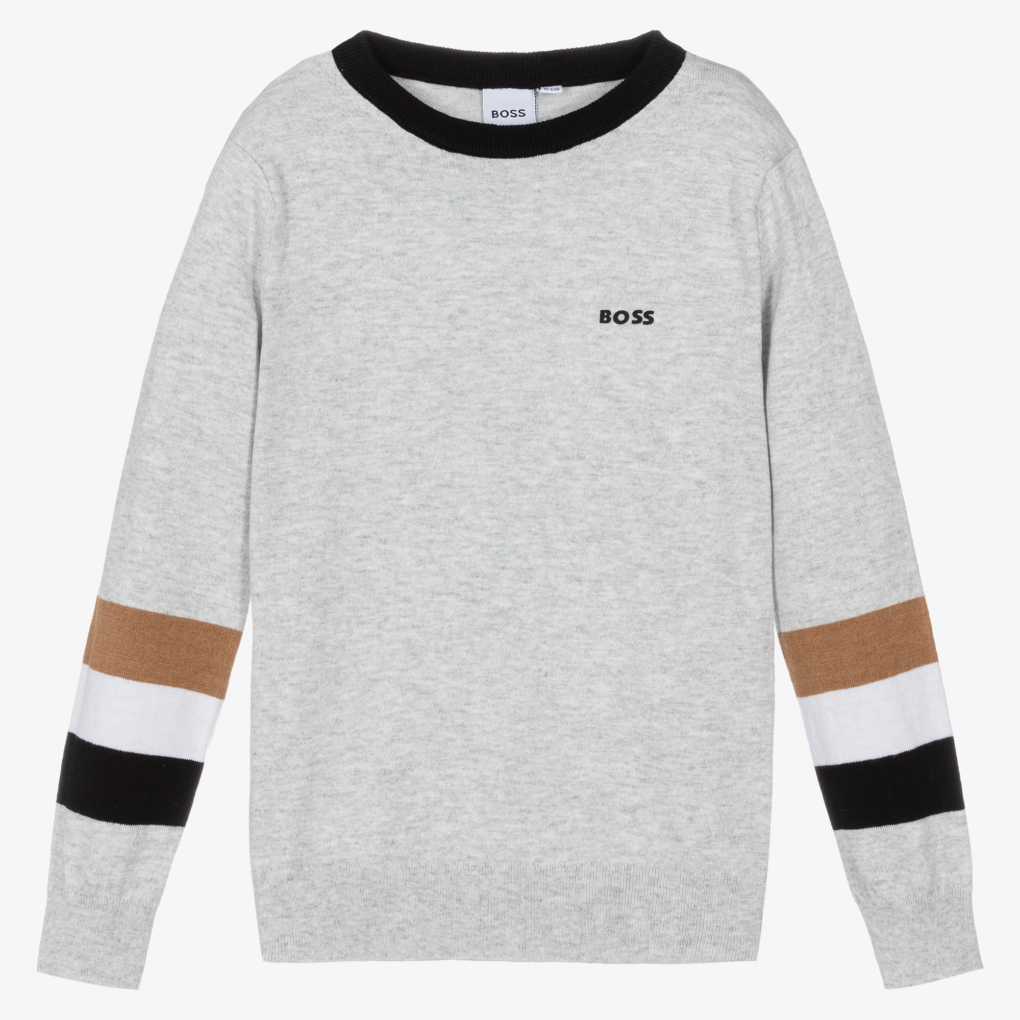 BOSS Teen Boys Grey Cotton Wool Knit Jumper
