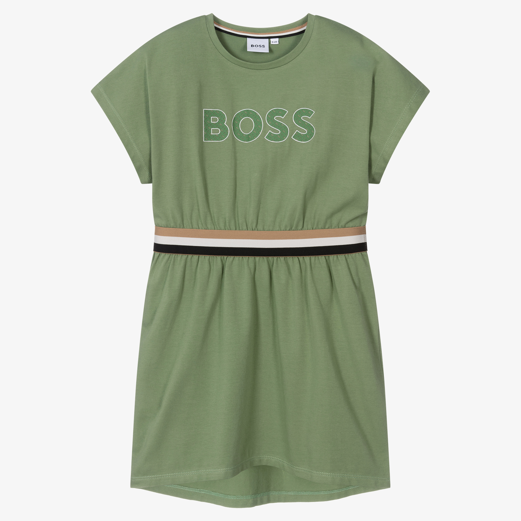 BOSS Teen Girls Green Cotton Logo Dress BOSS Teen Girls Green Cotton Logo Dress