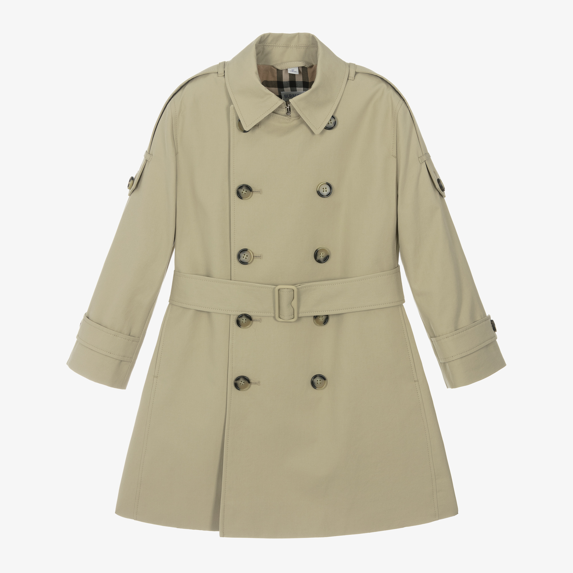 Burberry Boys Classic Beige Cotton Overcoat Childrensalon Outlet