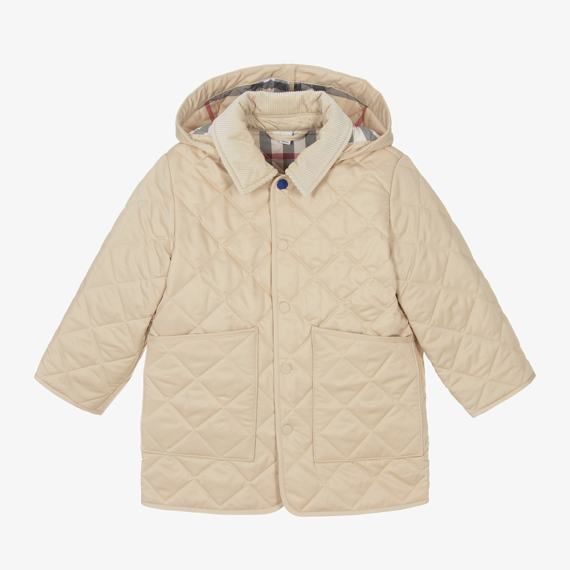 Burberry Boys Quilted Beige Hooded Jacket Childrensalon Outlet