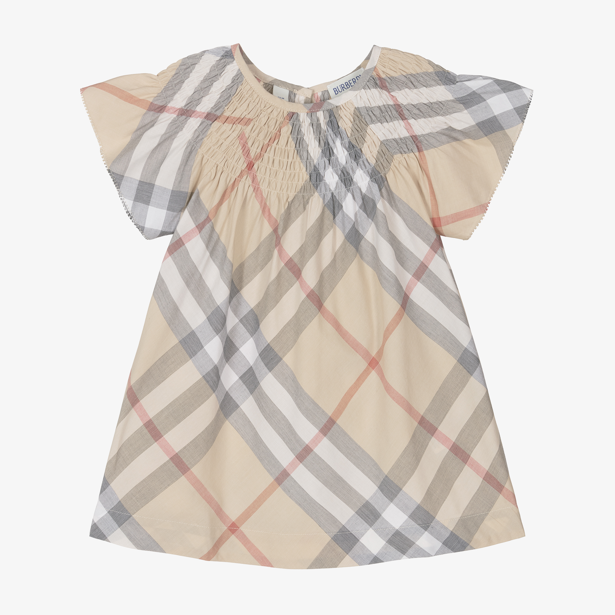 Burberry Girls Beige Plaid Cotton Dress Childrensalon Outlet