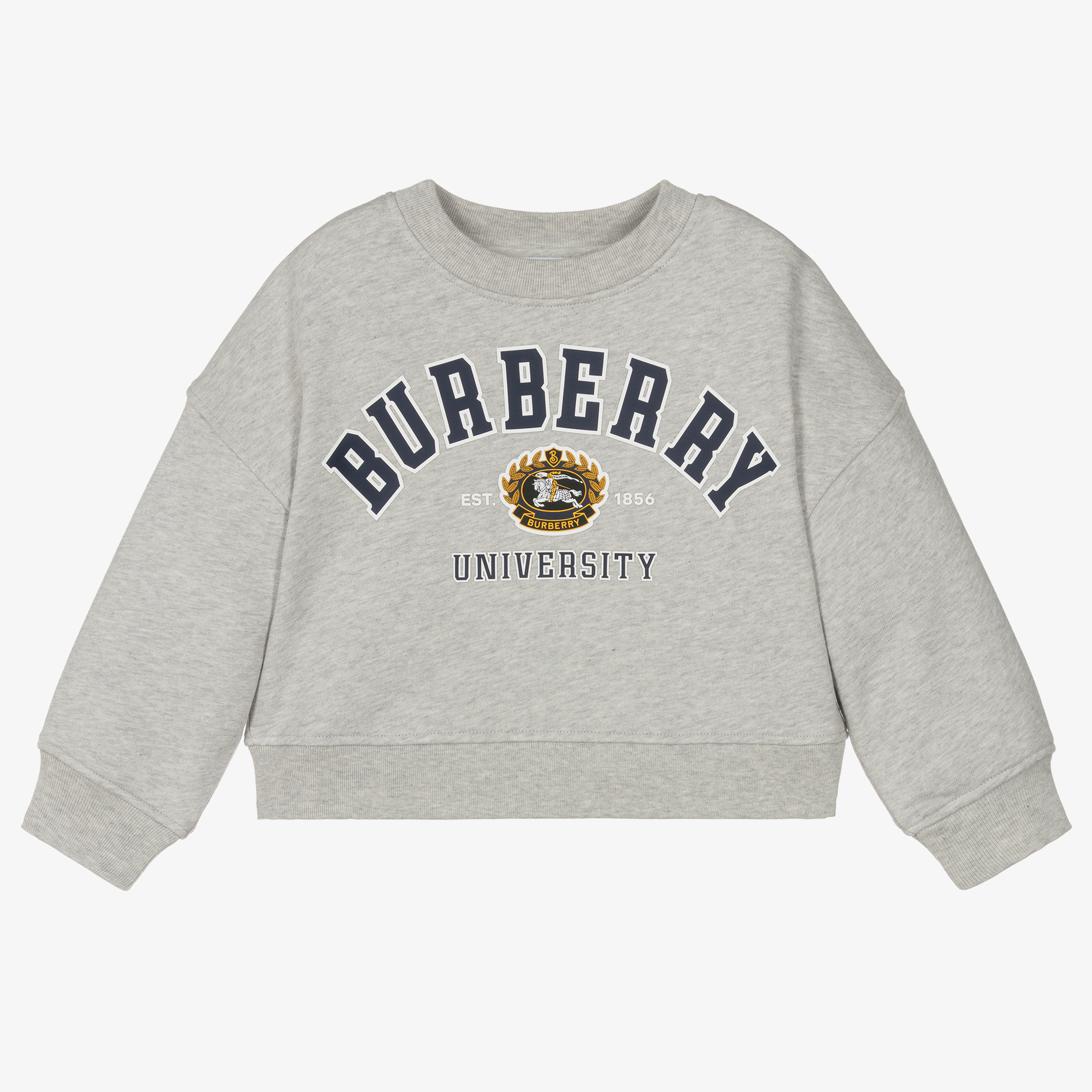 Burberry - Girls Cotton Grey Collegiate Sweatshirt | Childrensalon