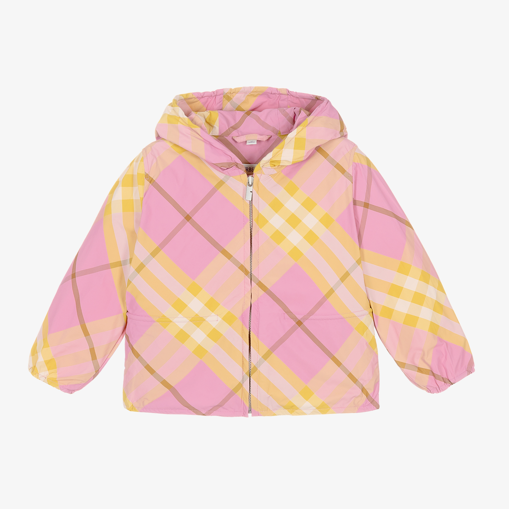 Burberry - Girls Pink & Yellow Check Windbreaker | Childrensalon