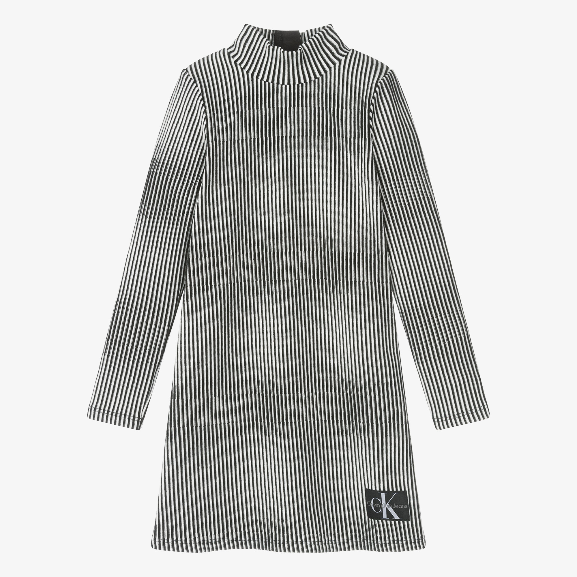 Calvin Klein - Girls Black & White Ribbed Dress | Childrensalon Outlet
