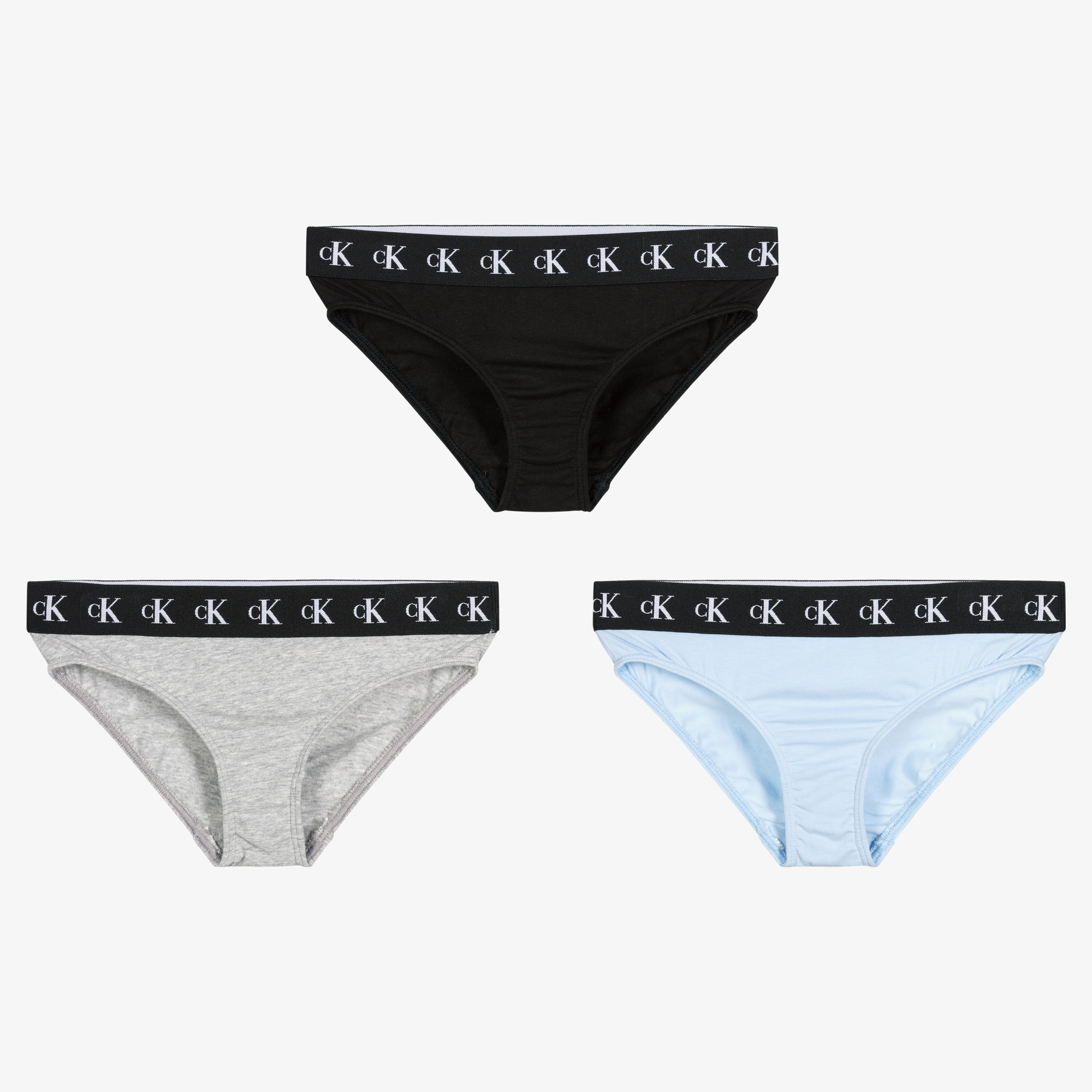 Calvin Klein - Girls Blue, Grey & Black Knickers (3 Pack)