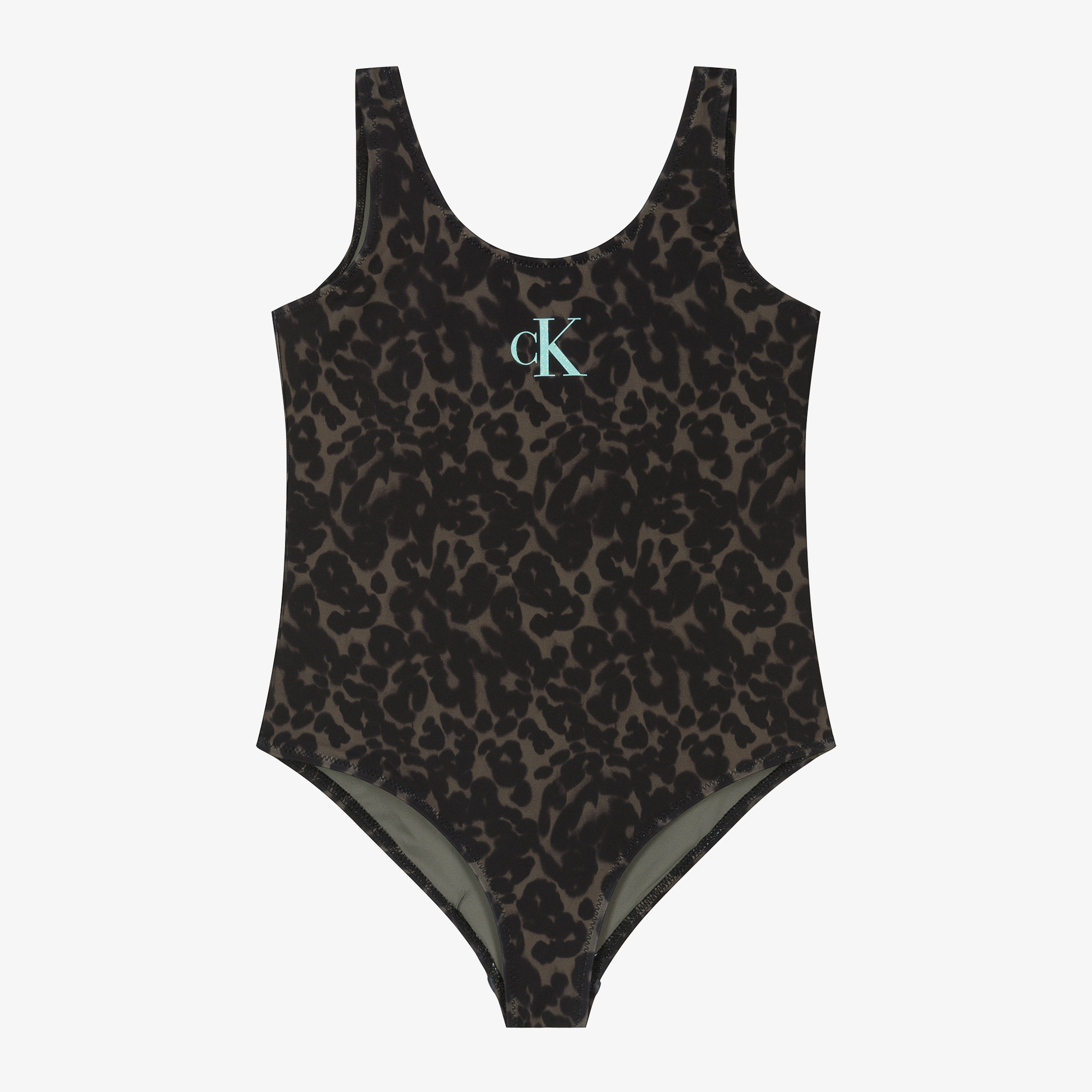 calvin klein green leopard dress Good Journey Women's Square Neck Palm Printed Mini Dress, 2 main image 1