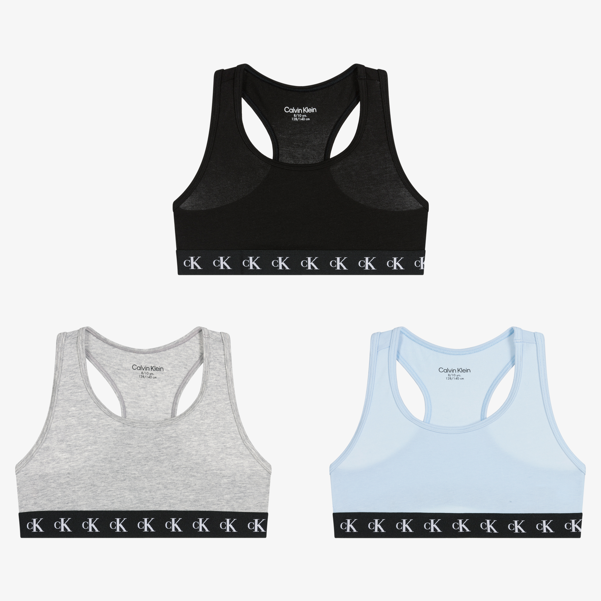 Calvin Klein Girls Grey & Black Bralettes (3 Pack)