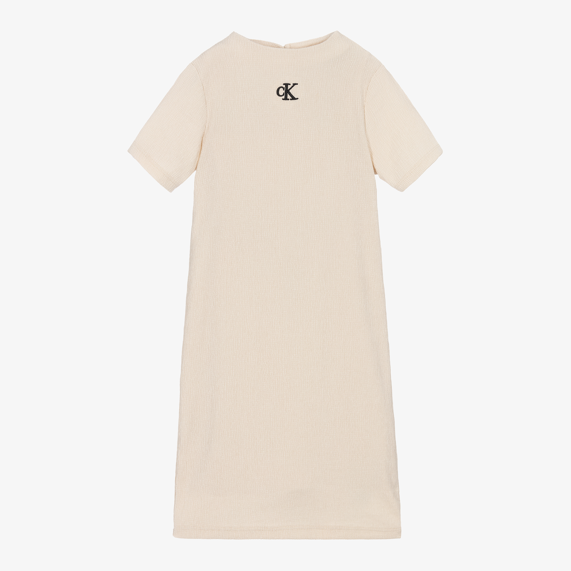 Calvin Klein - Girls Ivory Crinkle Jersey Dress | Childrensalon Outlet Calvin Klein - Girls Ivory Crinkle Jersey Dress | Childrensalon Outlet