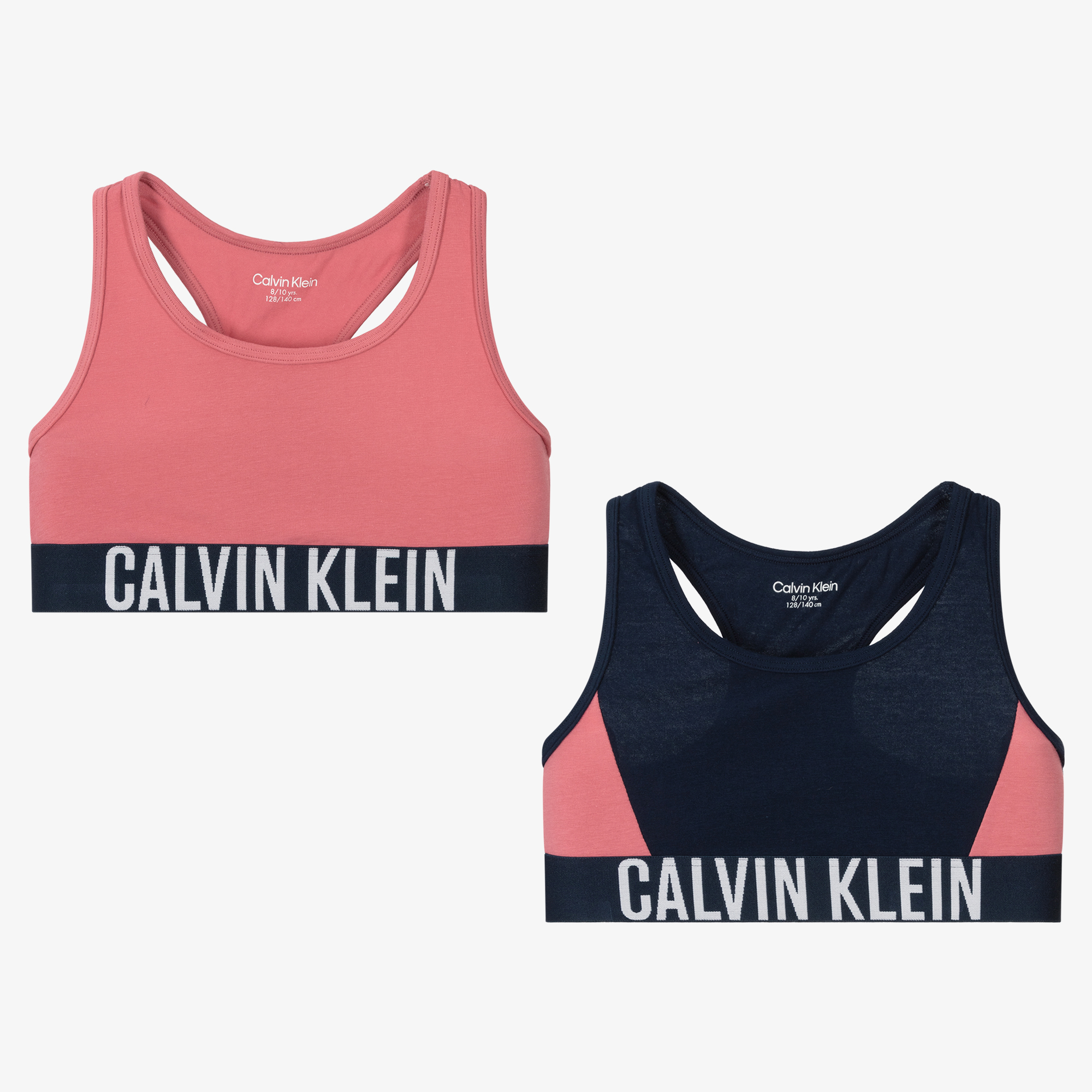 Calvin Klein - Girls Pink & Blue Cotton Bra Tops (2 Pack)