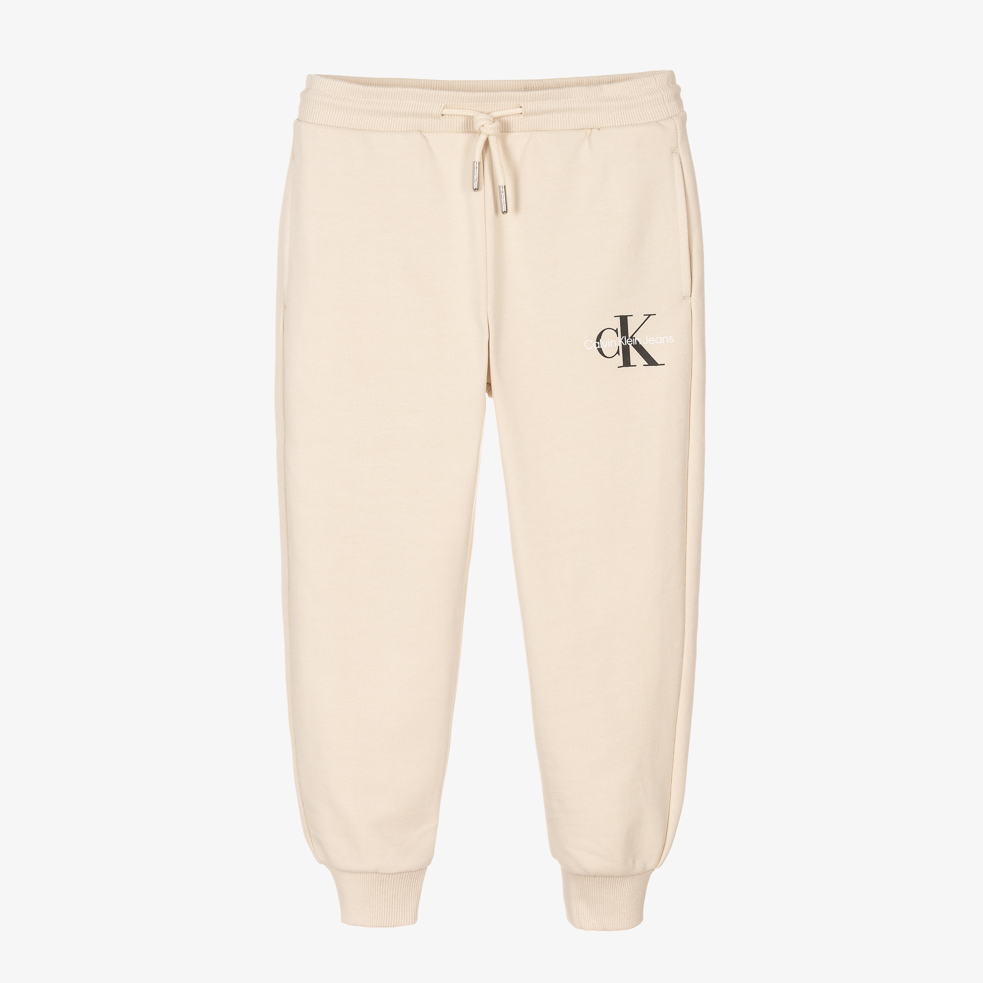 Calvin Klein Jeans - Pale Beige Cotton Logo Joggers