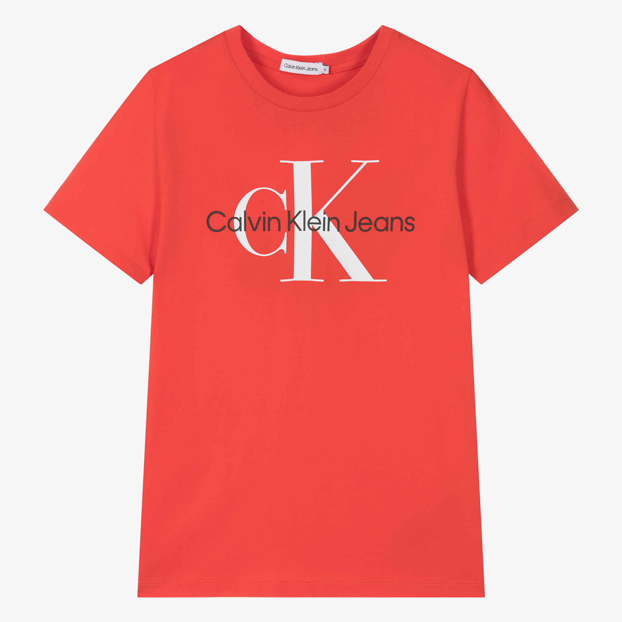 Calvin Klein Teen Bright Red Cotton Monogram T Shirt