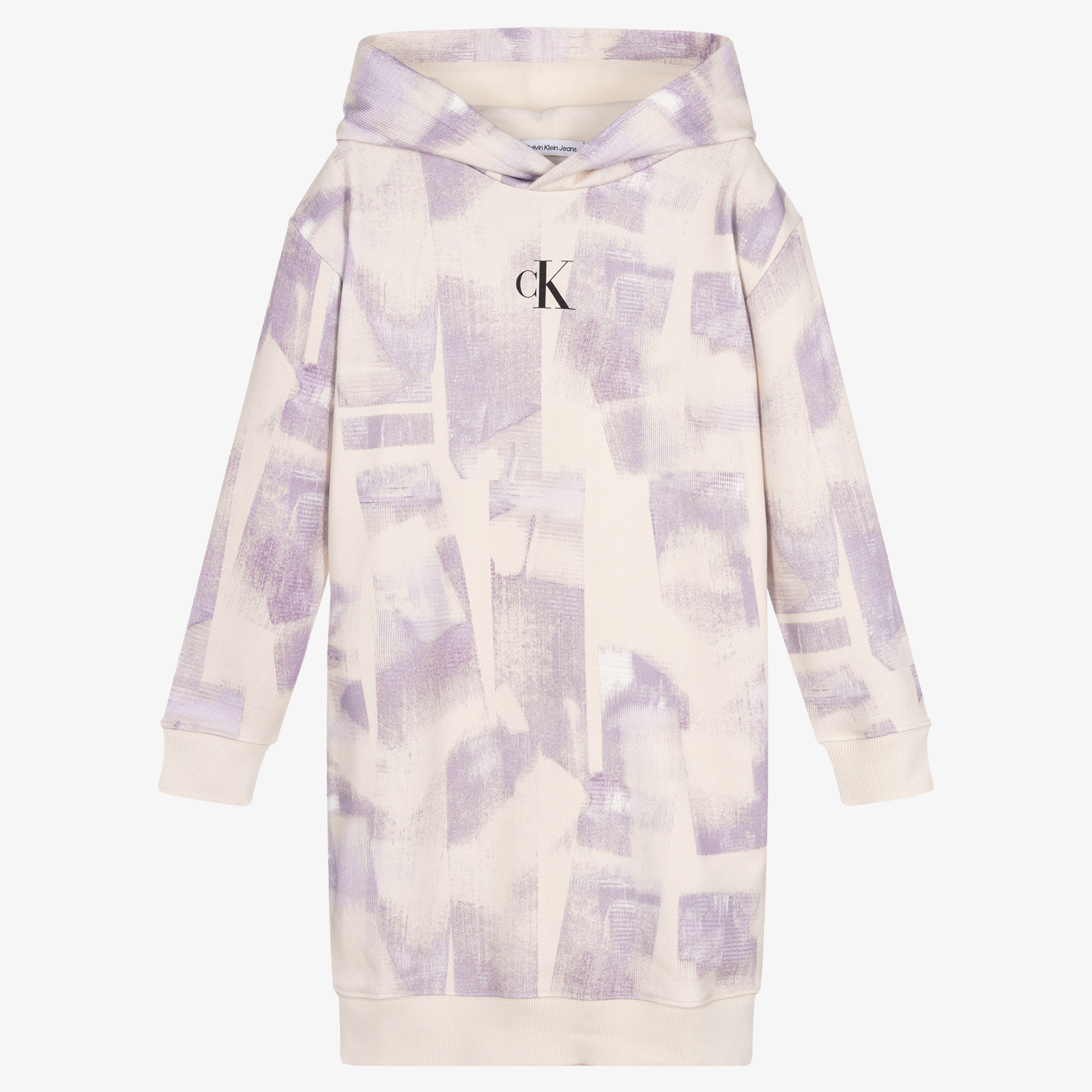 Calvin Klein - Teen Girls Beige & Purple Cotton Hoodie Dress |  Childrensalon Outlet
