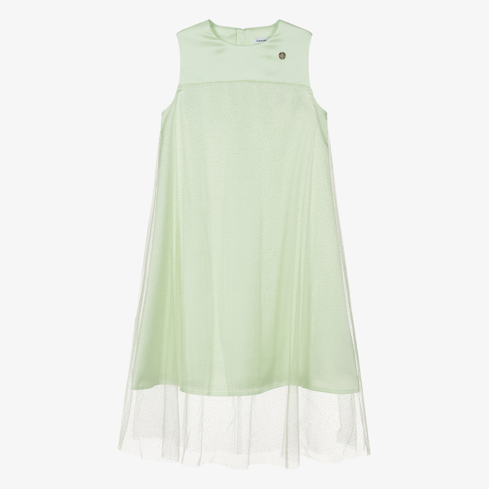 Calvin Klein - Teen Girls Green Satin & Tulle Sparkle Dress | Childrensalon  Outlet