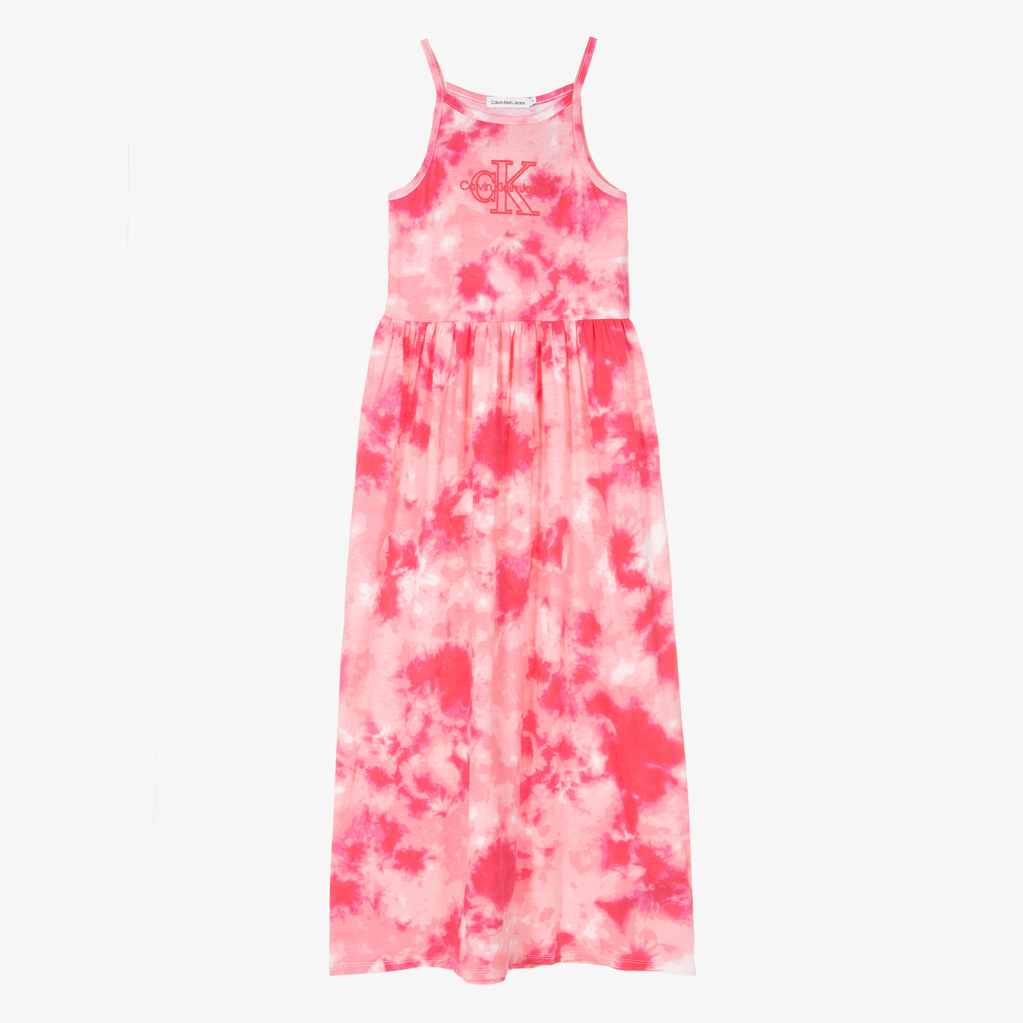 Calvin Klein Teen Girls Pink Tie Dye Cotton Maxi Dress