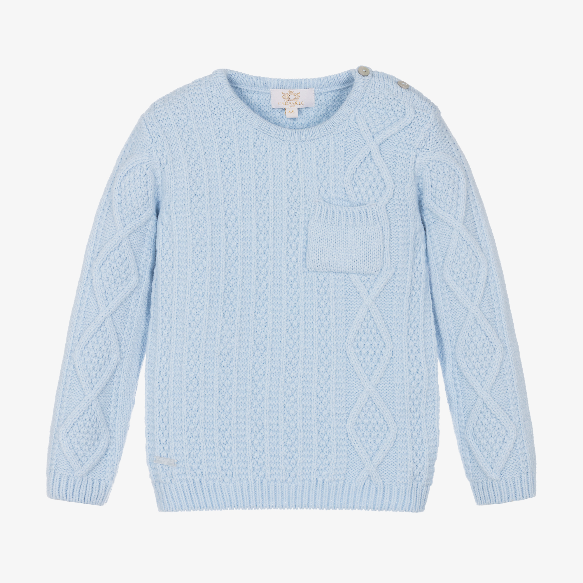 Caramelo Kids Boys Blue Cable Knit Wool Sweater