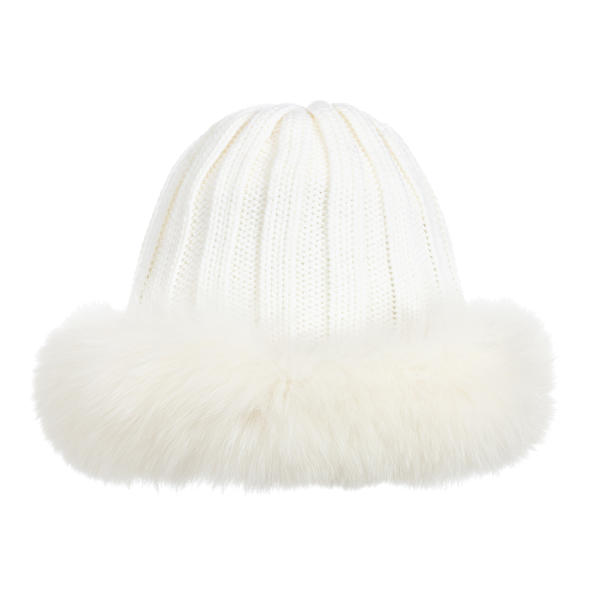 Catya - Ivory Fur Trim Wool Hat 