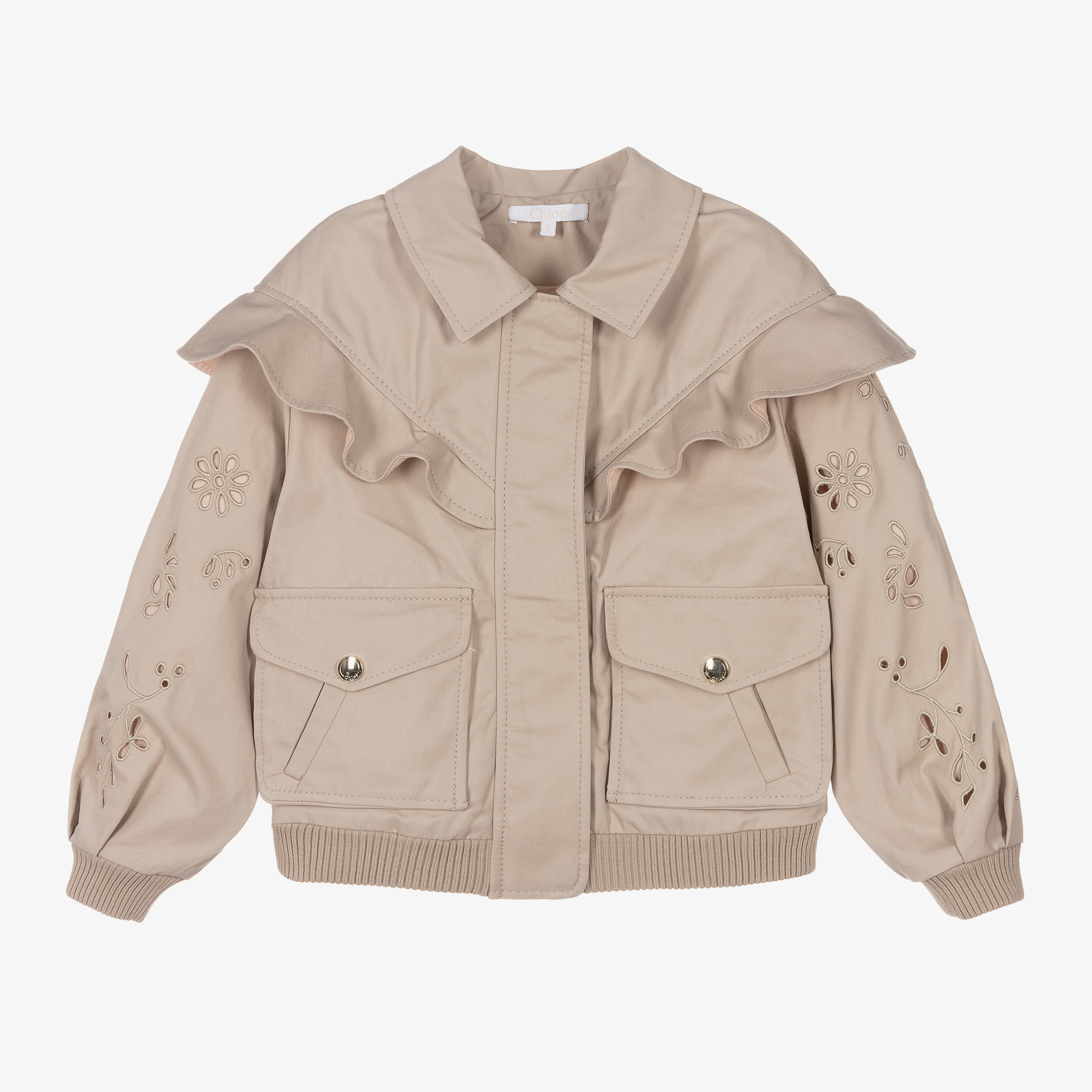 ジャケット CHLOE gabardine cropped jacket Chloé Puff Sleeve Gathered Cotton Gabardine Crop Jacket