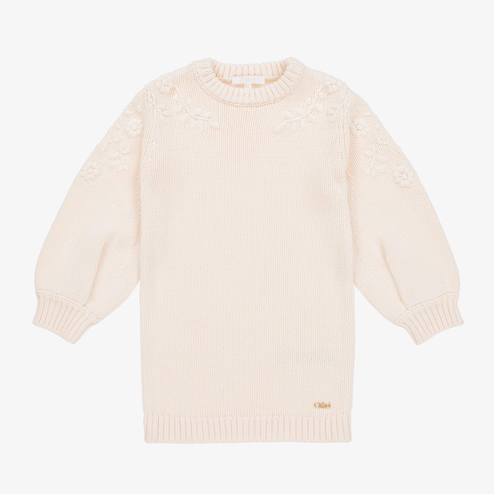 Chloé - Girls Ivory Cotton & Wool Knit Dress | Childrensalon