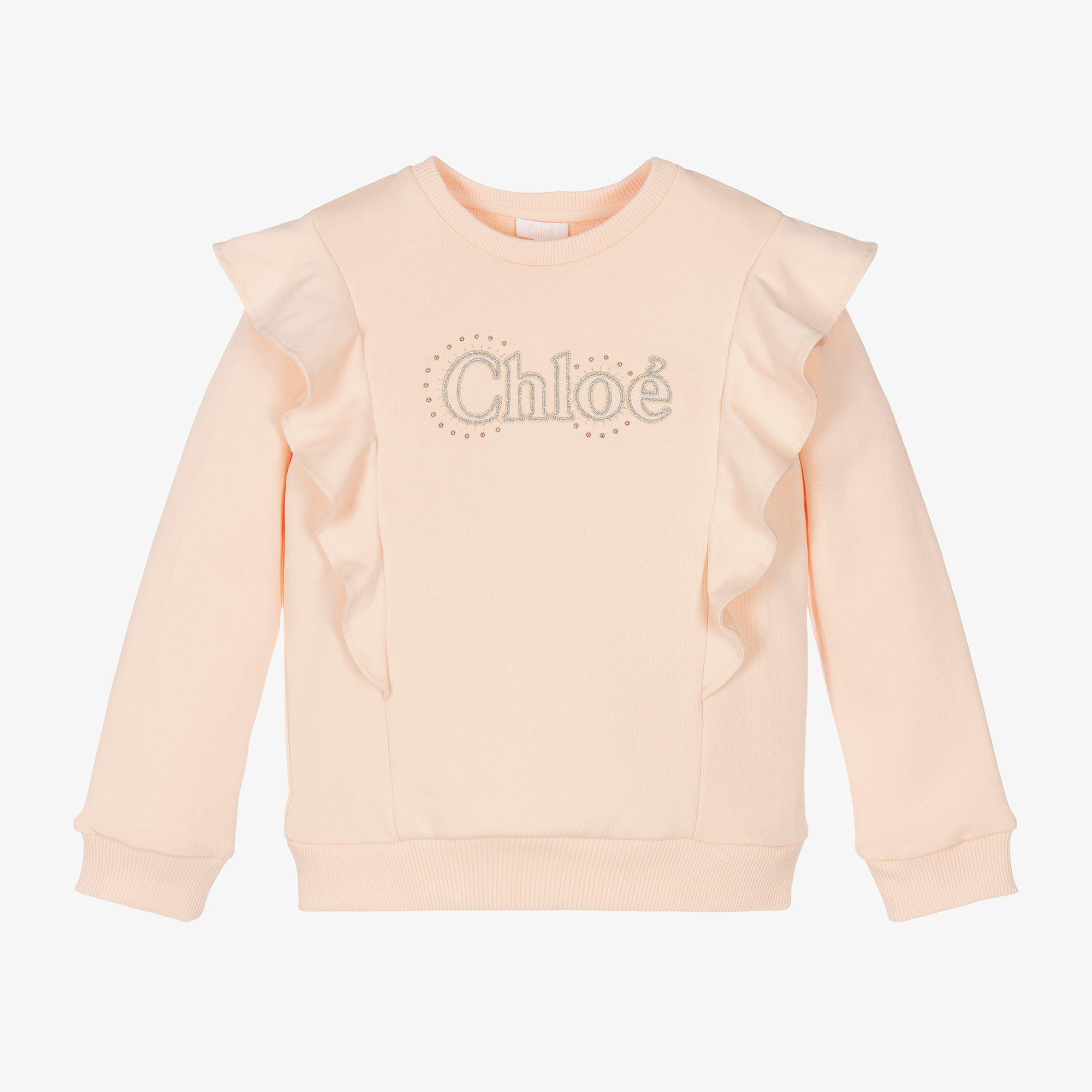 Chloe Girls Pink Cotton Ruffle Sweatshirt